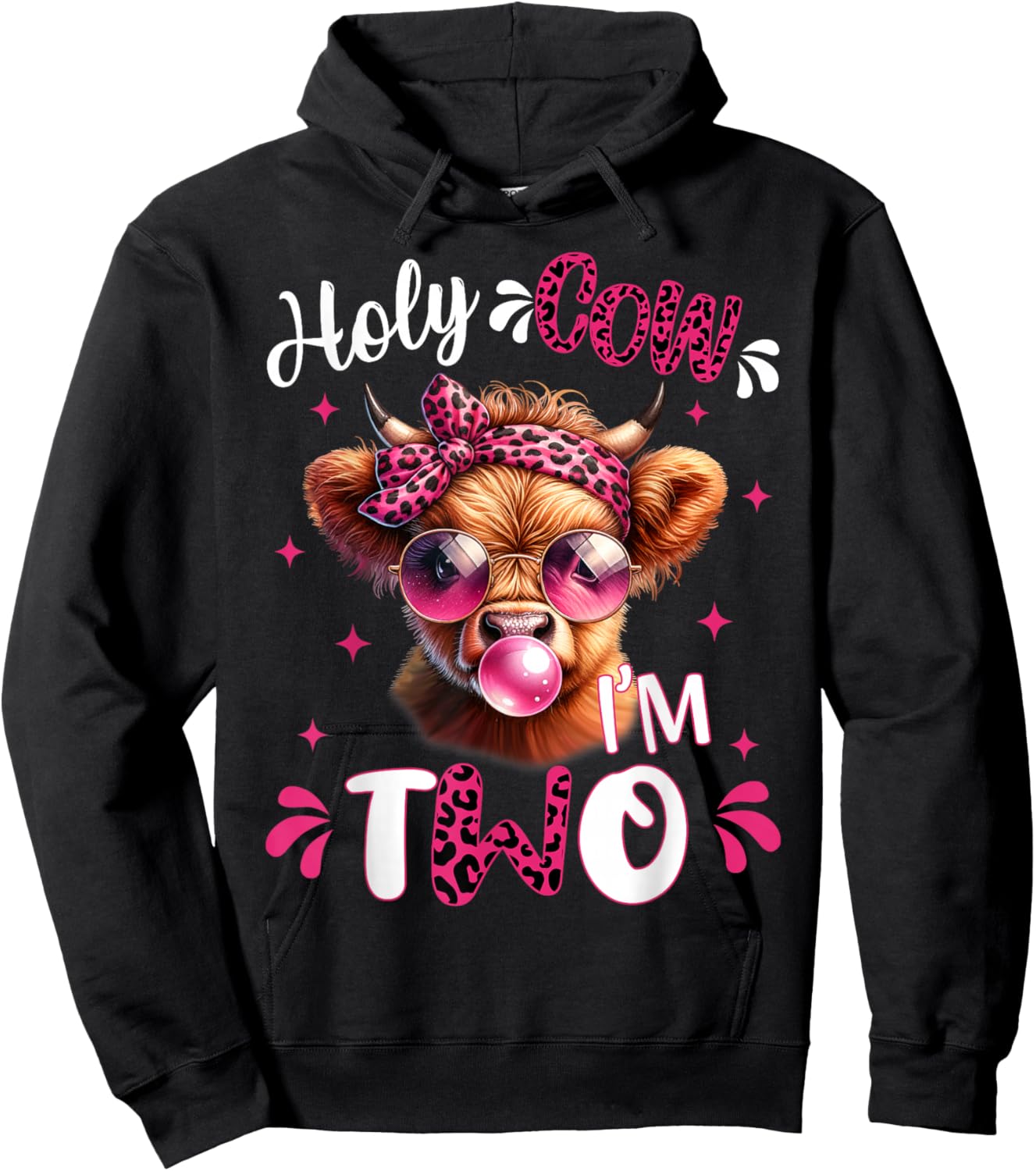 I'm Two Years Old Girl It's My 2nd Birthday Highland Cow Hoodie - Hoodie | Black