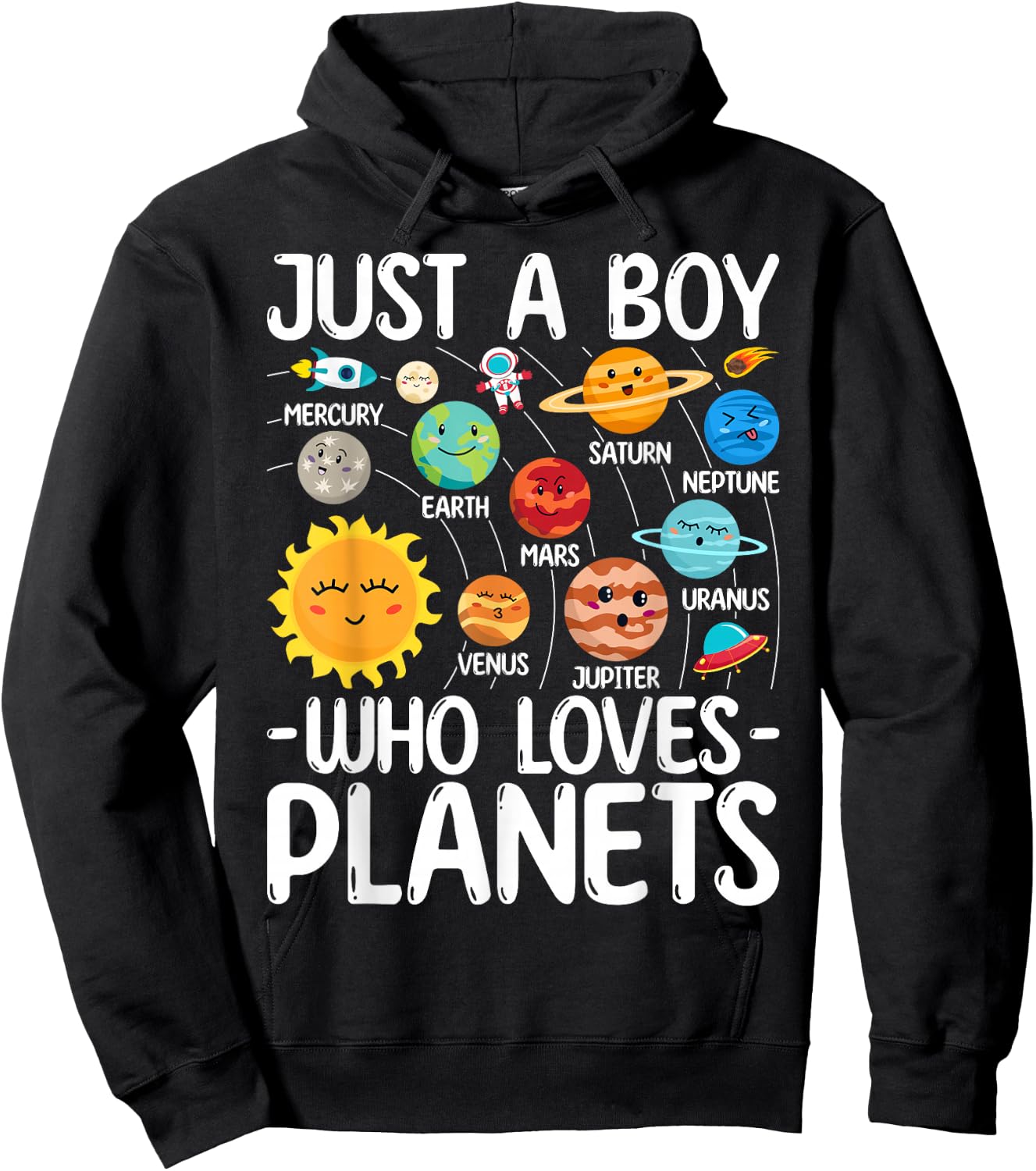 Just A Boy Who Loves Planets Solar Star System Science Space Hoodie - Hoodie | Black