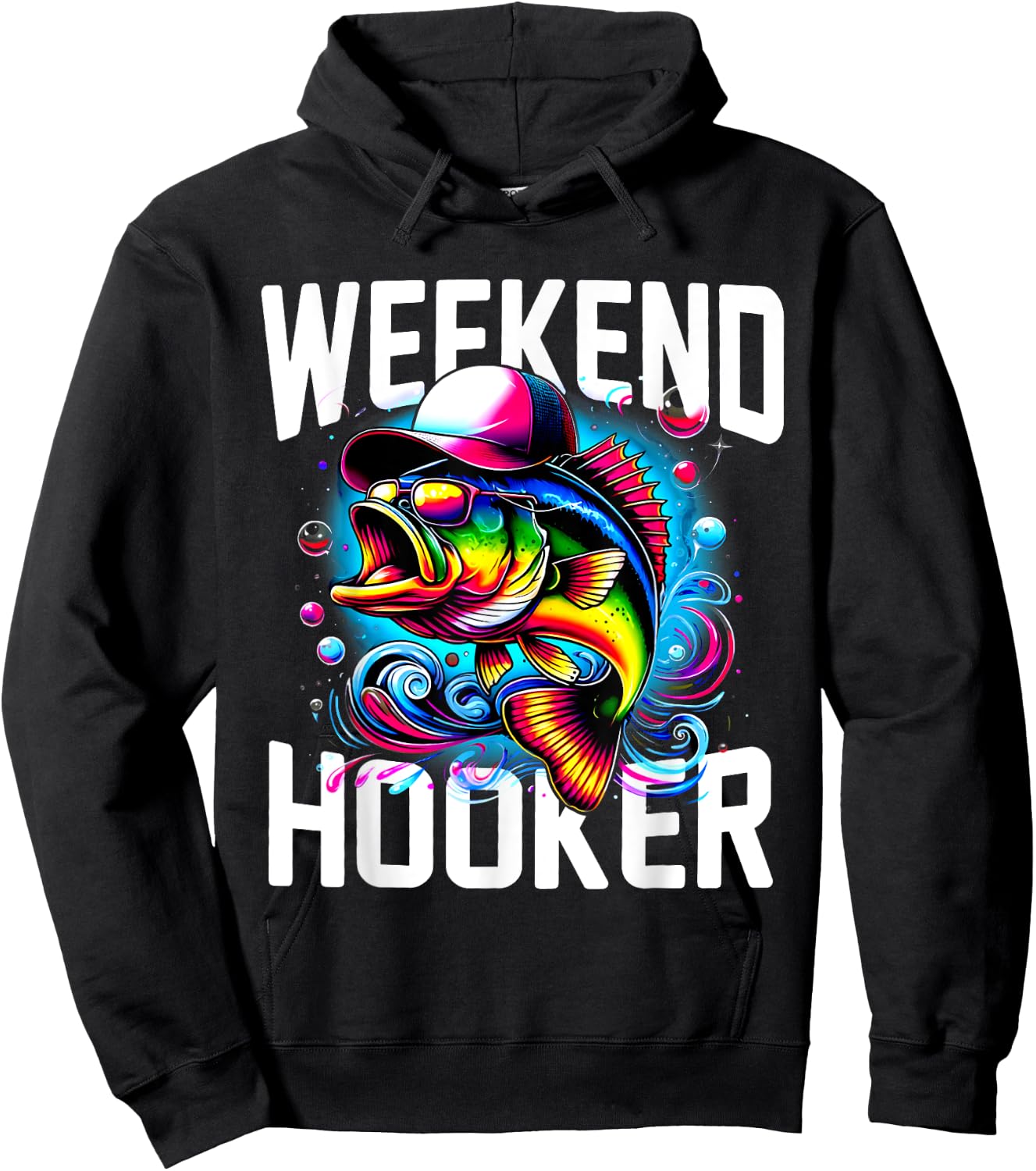 Weekend Hooker Tie Dye Fish Funny Dad Fishing Hoodie - Hoodie | Black