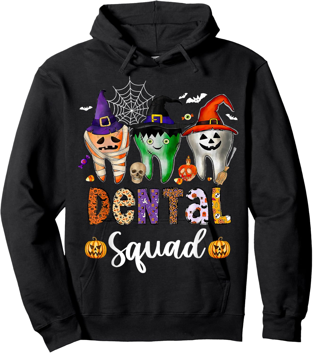Dental Squad Spooky Teeth Dentist Trick Or Teeth Halloween Hoodie - Hoodie | Black