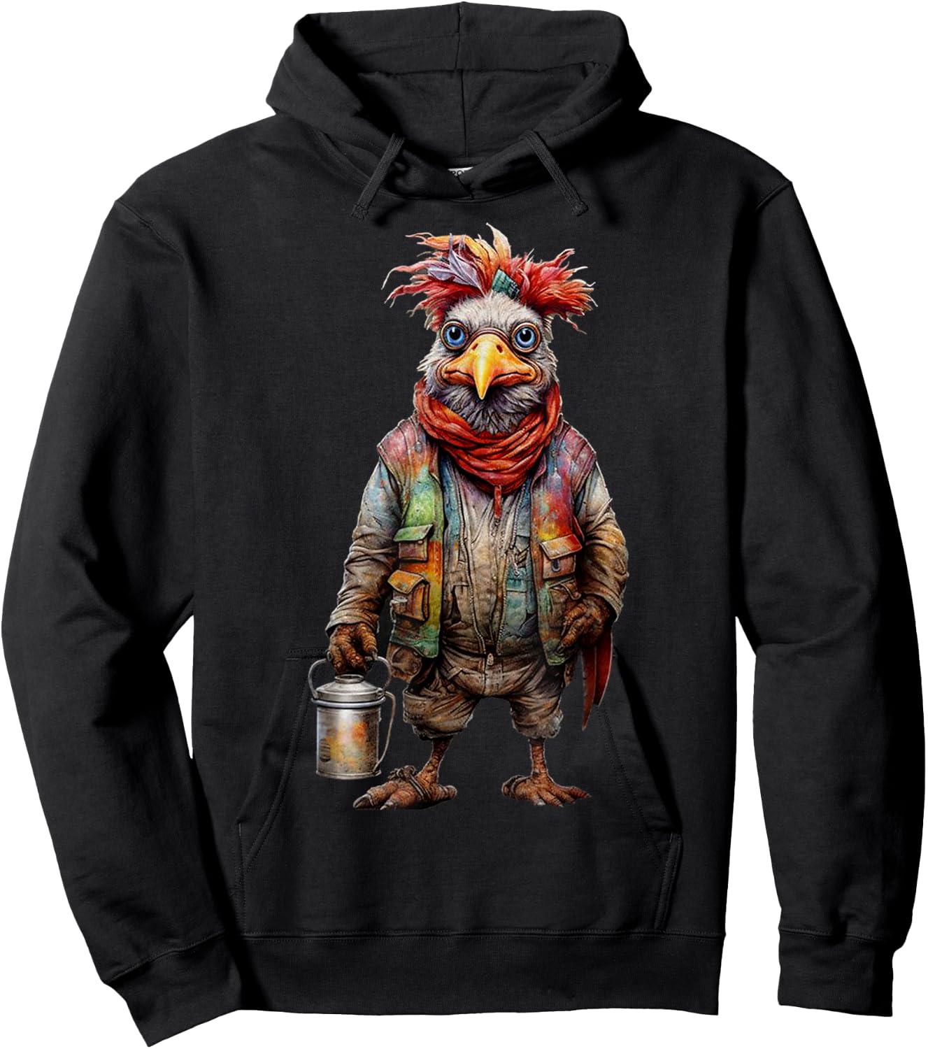 Peach-Bruh Christmas Funny Fashion Punk Retro Chicken Hoodie - Hoodie | Black