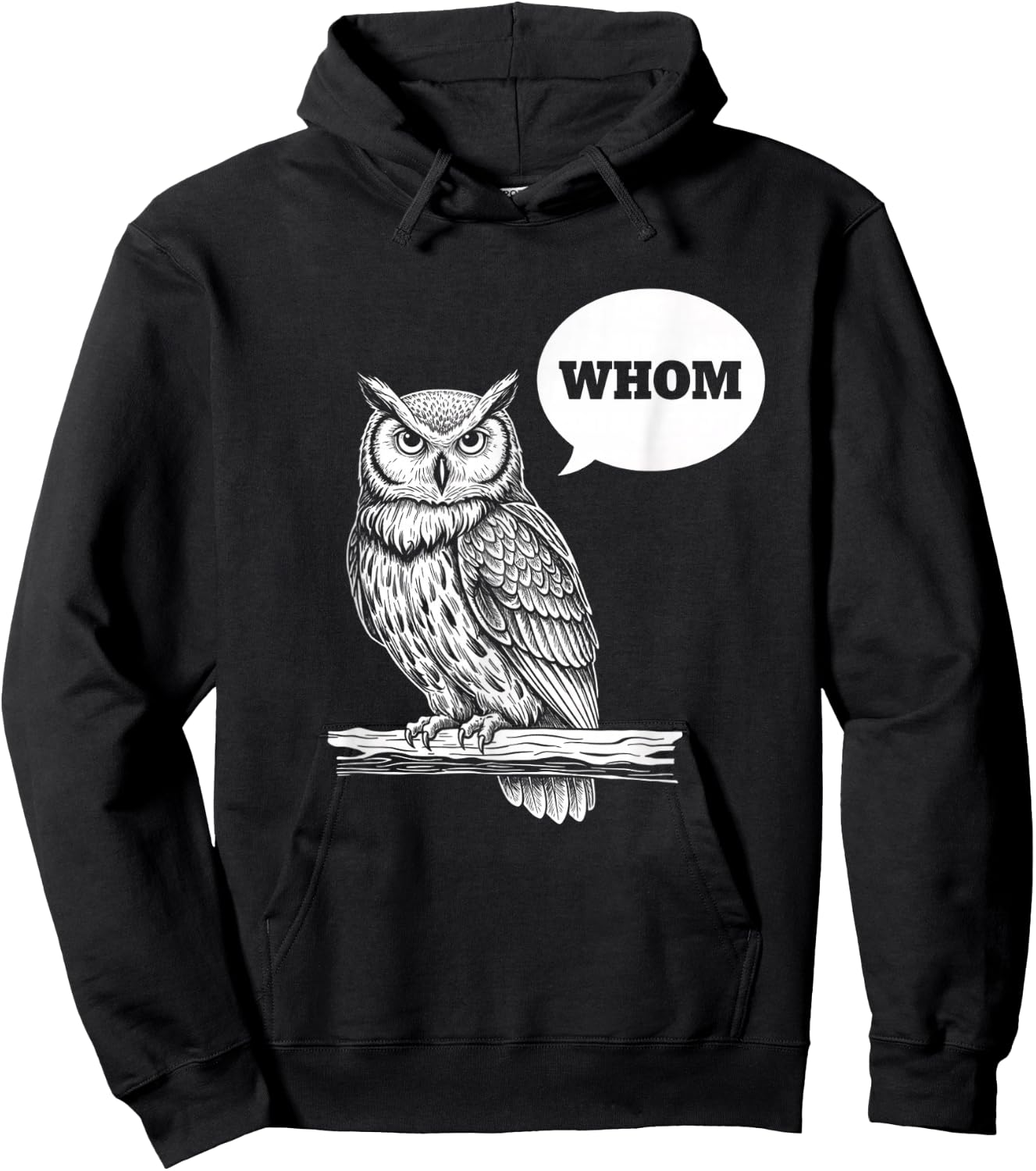 Christian Owl WHOM Grammar Design, Funny Faith & English-Te Hoodie - Hoodie | Black
