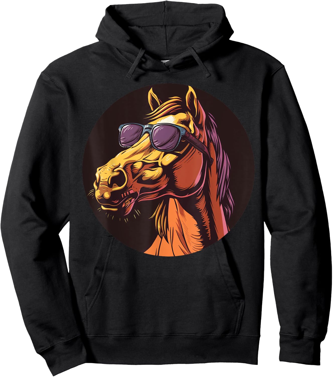 Cool Horse Head with Sunglasses Hoodie - Hoodie | Black
