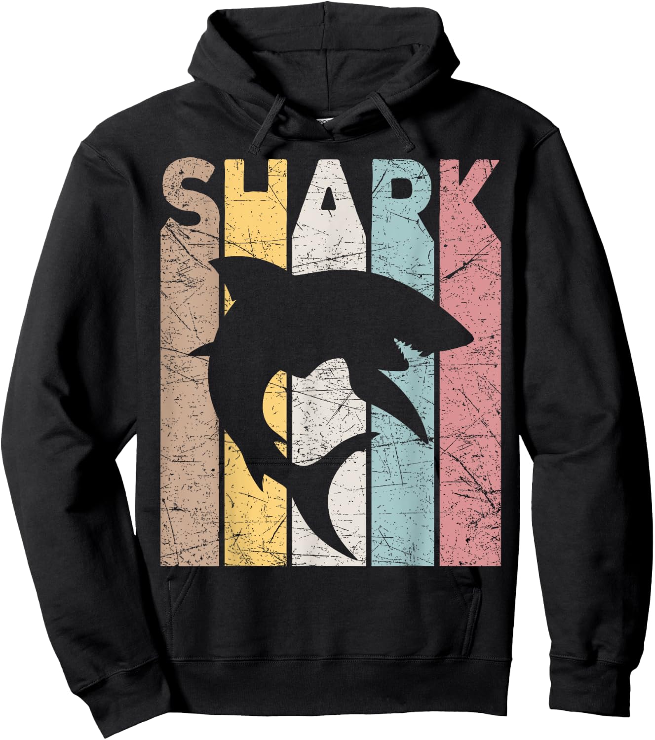 Shark Vintage Marine Animal Shark Lover Retro Oceanography Hoodie - Hoodie | Black