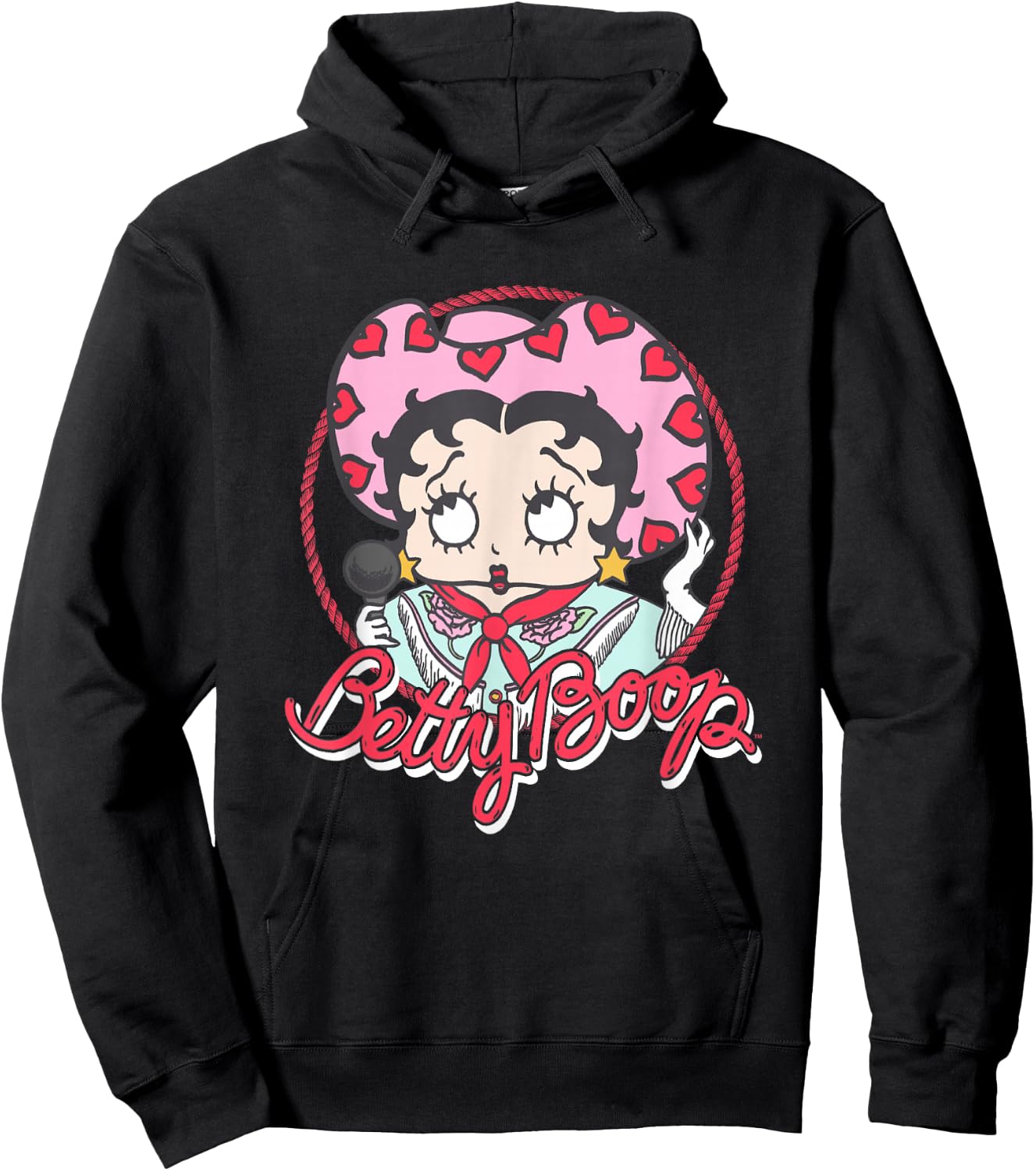 Betty Boop Cute Cowgirl Boop Retro Vintage Chest Portrait Hoodie - Hoodie | Black