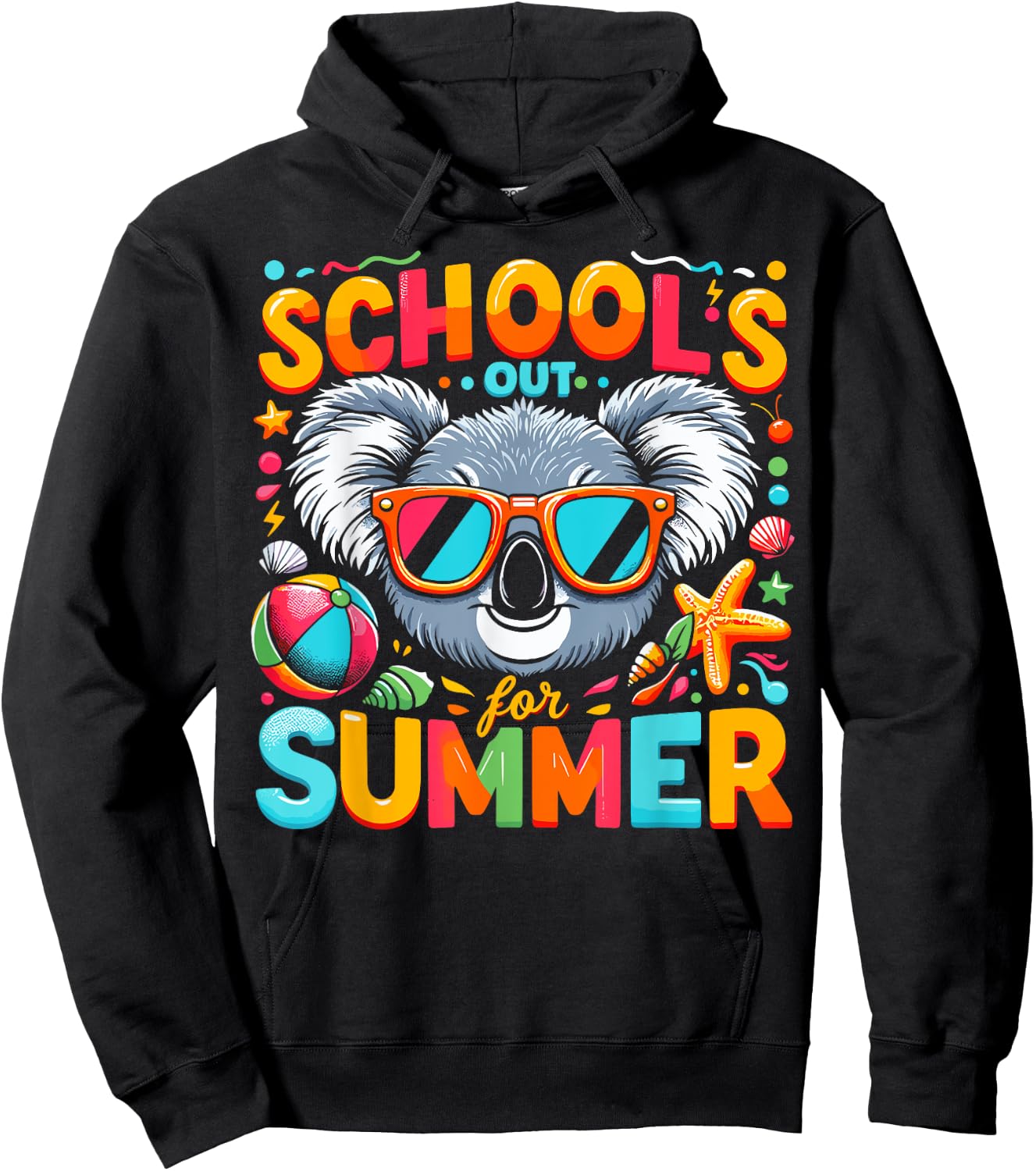Funny Schools Out For Summer Teacher Kids Girls Boys Koala Hoodie - Hoodie | Black