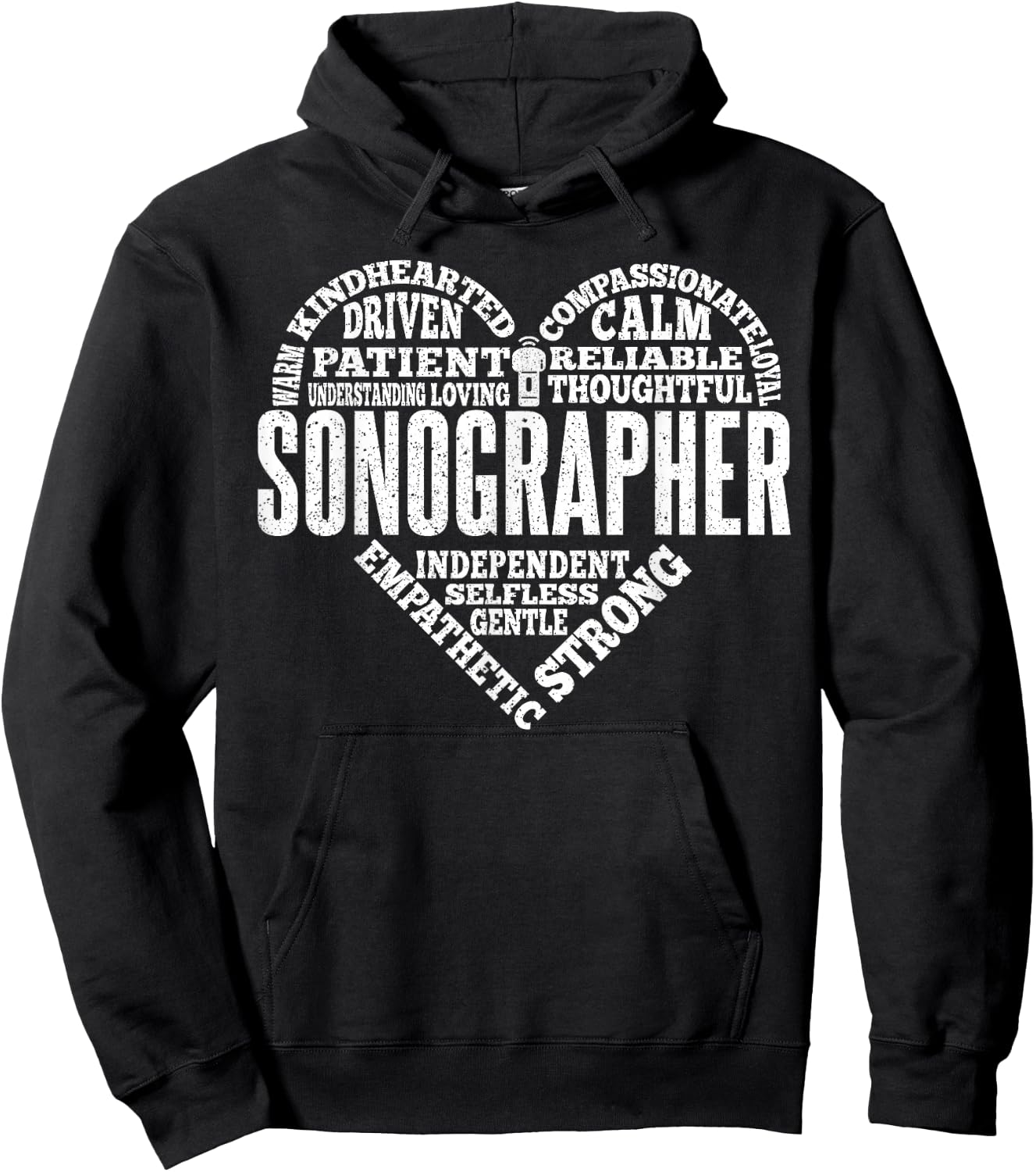 Sonographer Heart Sonography Ultrasound Technician Hoodie - Hoodie | Black