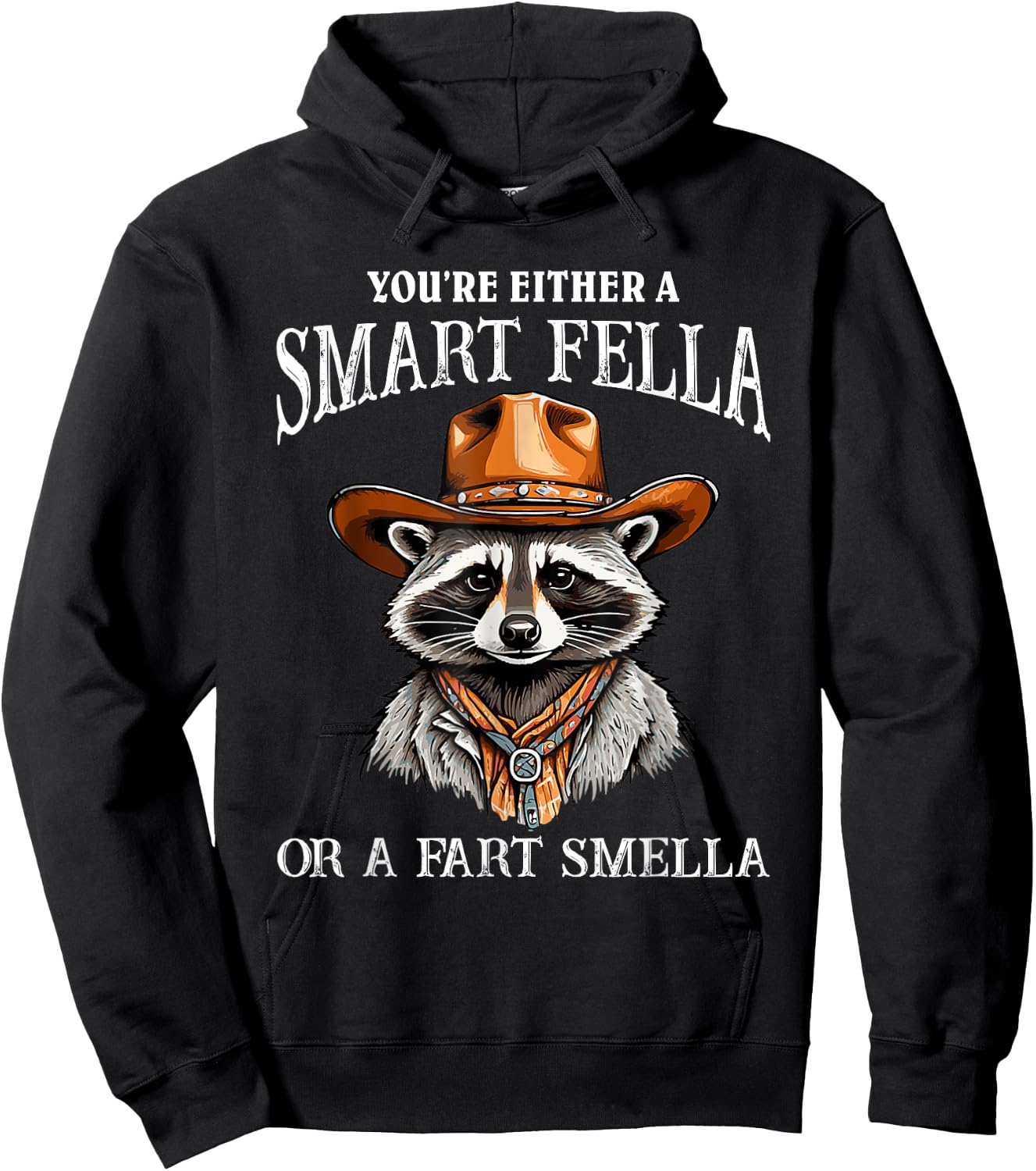 You're Either A Smart Fella Or A Fart Smella Funny Raccoon Hoodie - Hoodie | Black