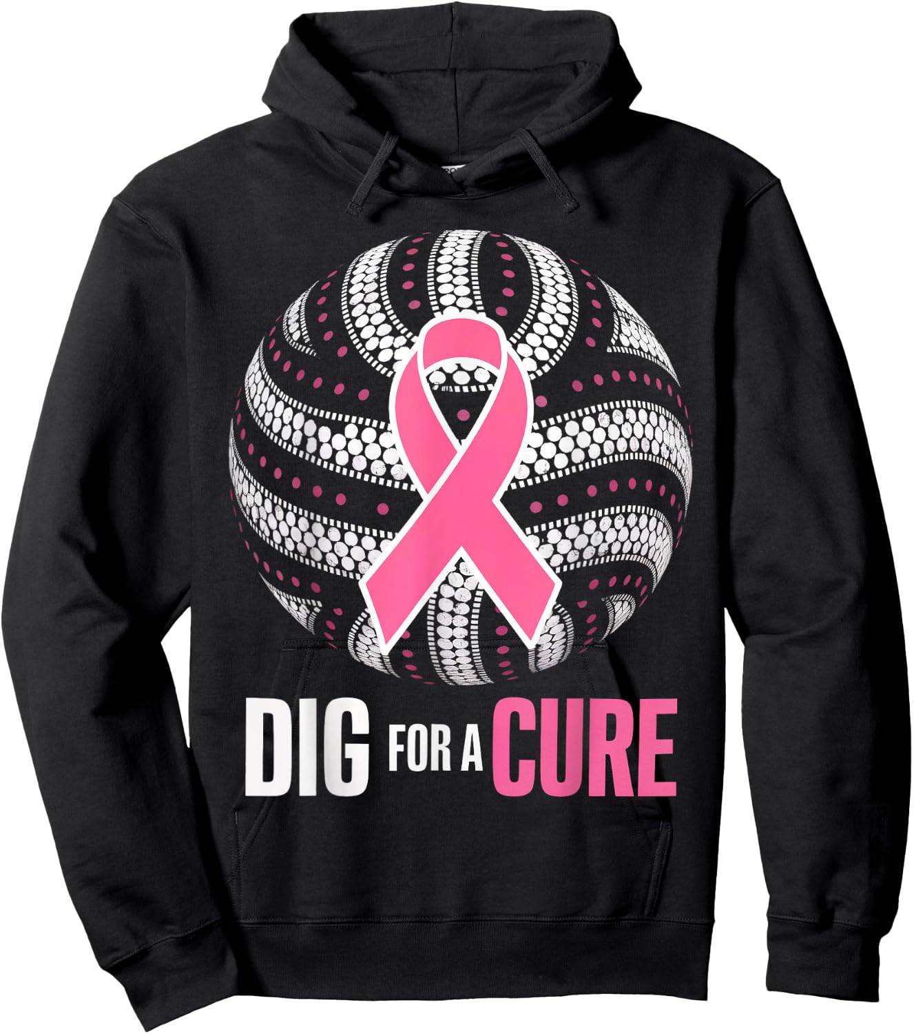 Dig For A Cure Breast Cancer Awareness Volleyball Pink Out Hoodie - Hoodie | Black