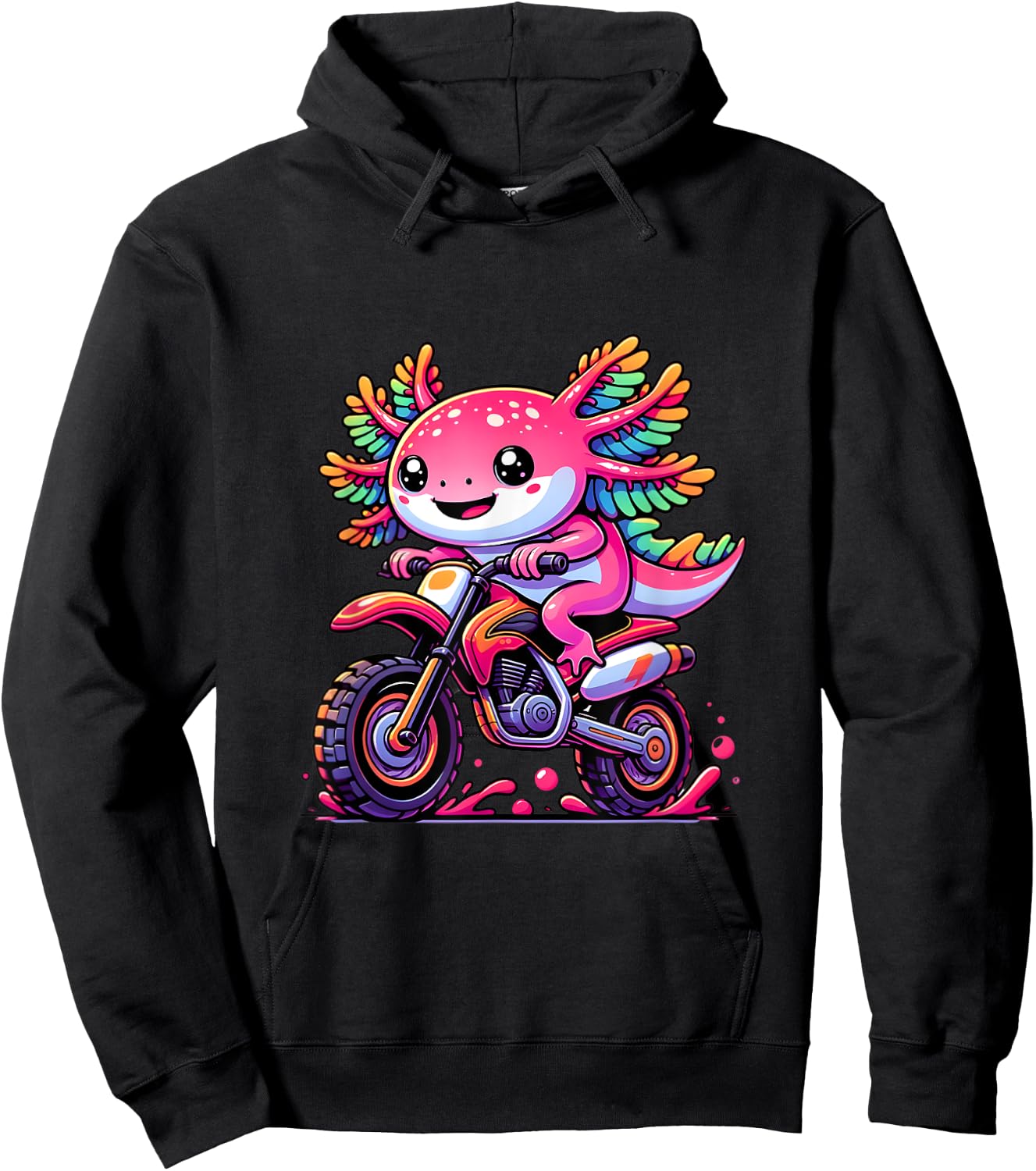 Axolotl Motocross Dirt Bike Cute Axolotl Lover Kids Boys Hoodie - Hoodie | Black