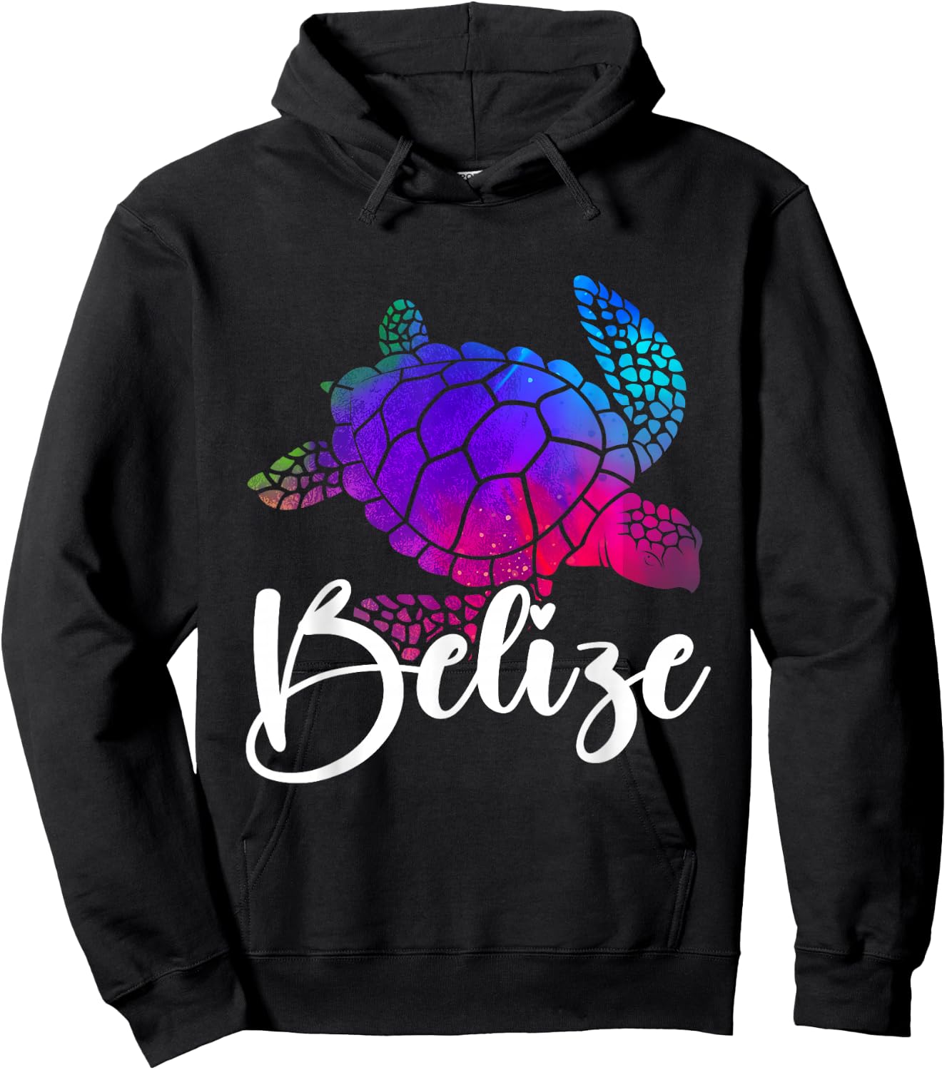 Belize Souvenir Sea Turtle Watercolor Hoodie - Hoodie | Black