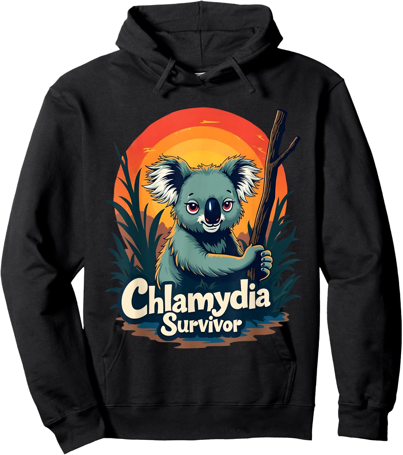Chlamydia Survivor Funny Adult Joke Retro Vintage Koala Men Hoodie - Hoodie | Black