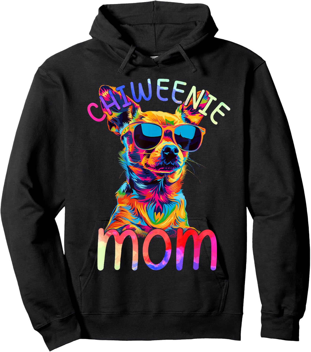 Chiweenie Mom Colorful Pop Art Chiweenie Dog Hoodie - Hoodie | Black