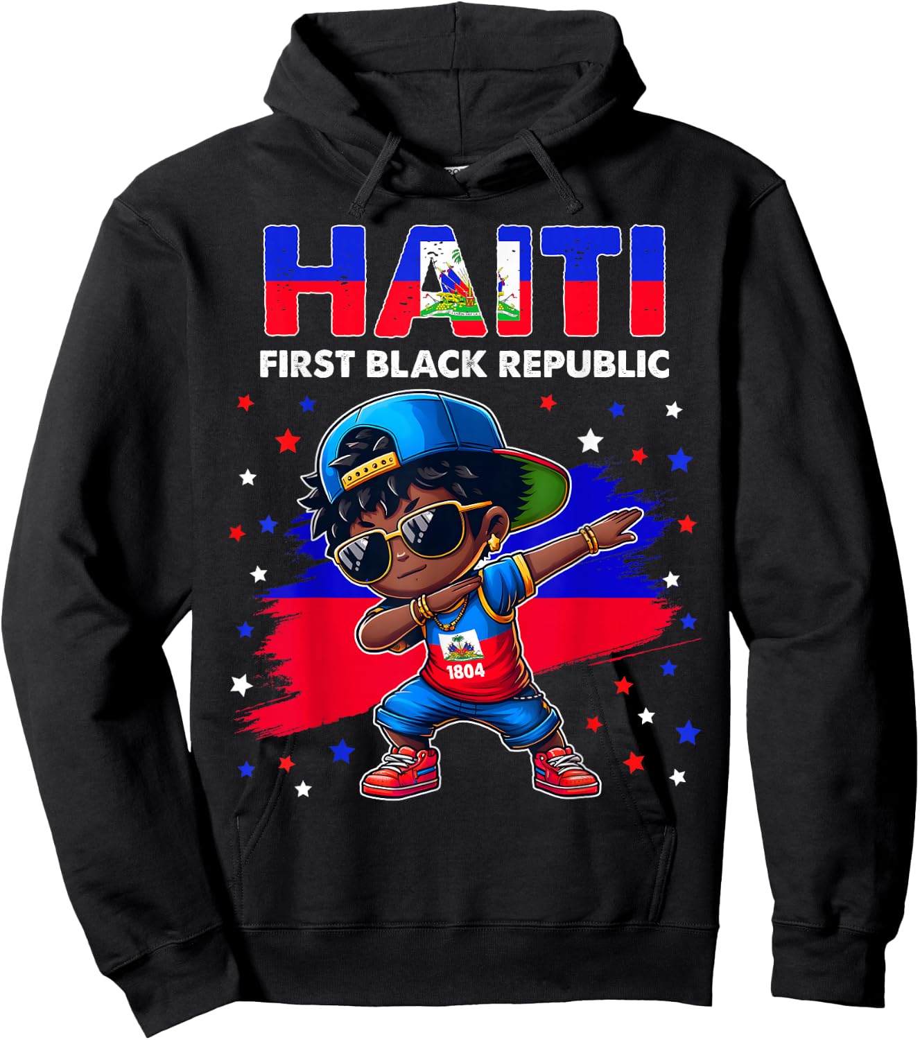 Haiti the First Black Republic 1804 Haiti Flag for kids Hoodie - Hoodie | Black