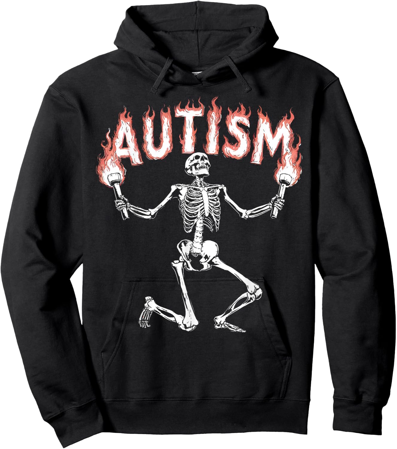 Autism Skeleton Meme Funny Fire Skeleton Hoodie - Hoodie | Black