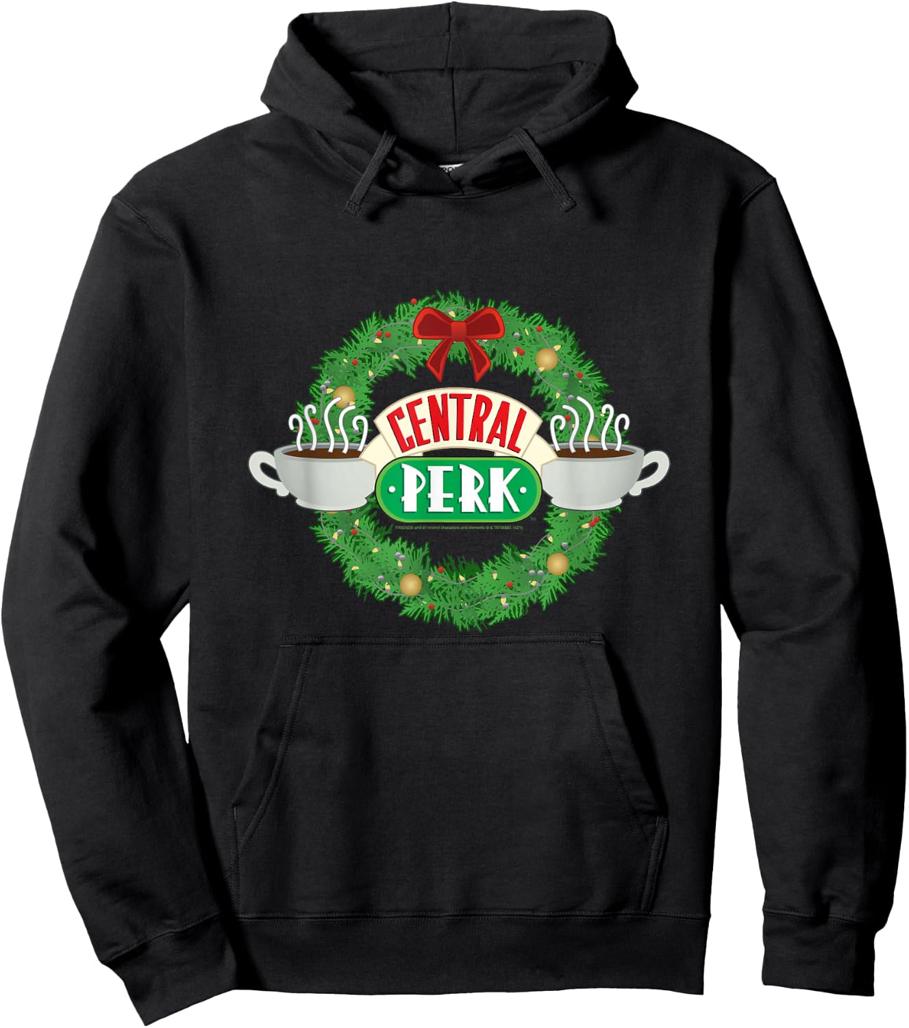 Friends Christmas at Central Perk Wreath TV Show Hoodie - Hoodie | Black