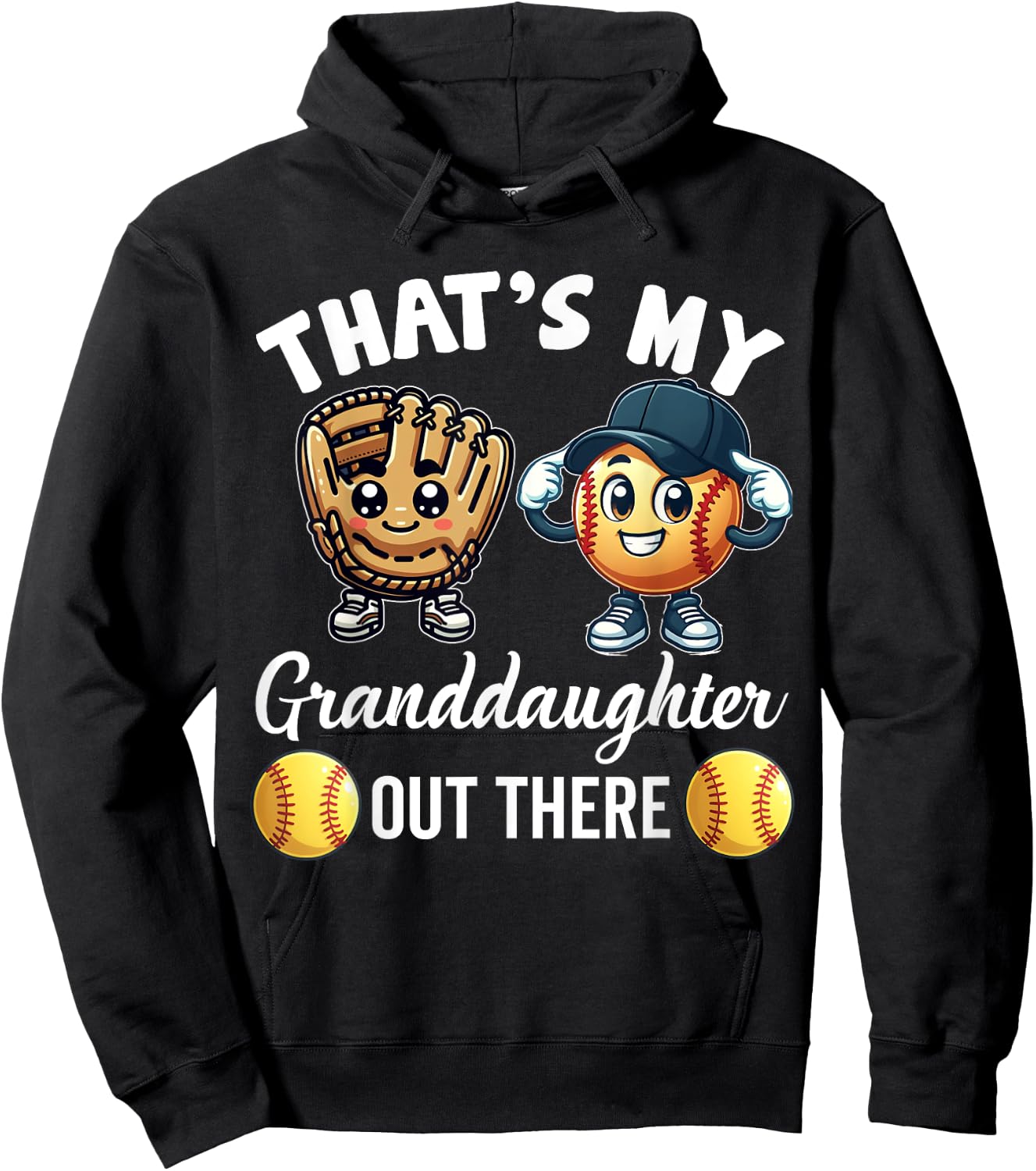 That's My Granddaughter Out There Softball Grandpa Grandma Hoodie - Hoodie | Black