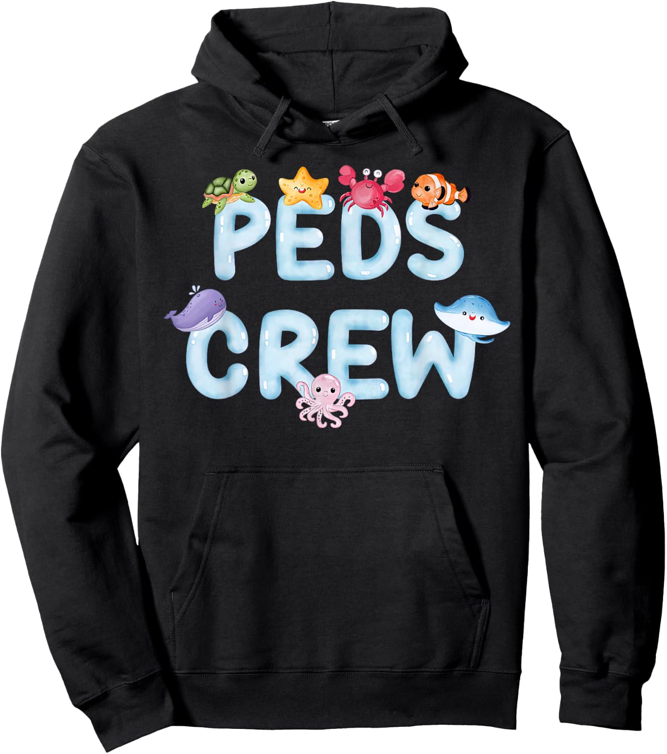 PEDS Crew Sea Ocean Animal Pediatric Nurse Nursing RN Hoodie - Hoodie | Black