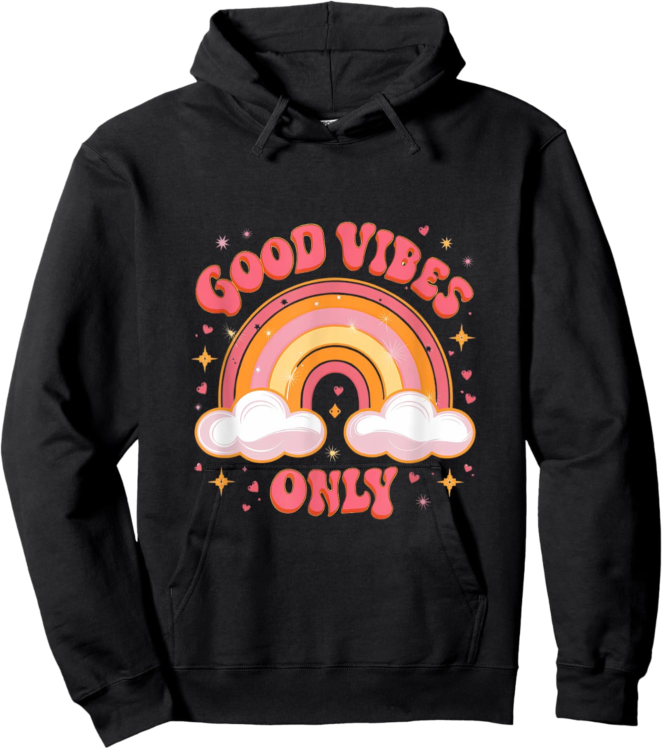 Good Vibes Only Retro Rainbow Positive Vibes Hoodie - Hoodie | Black