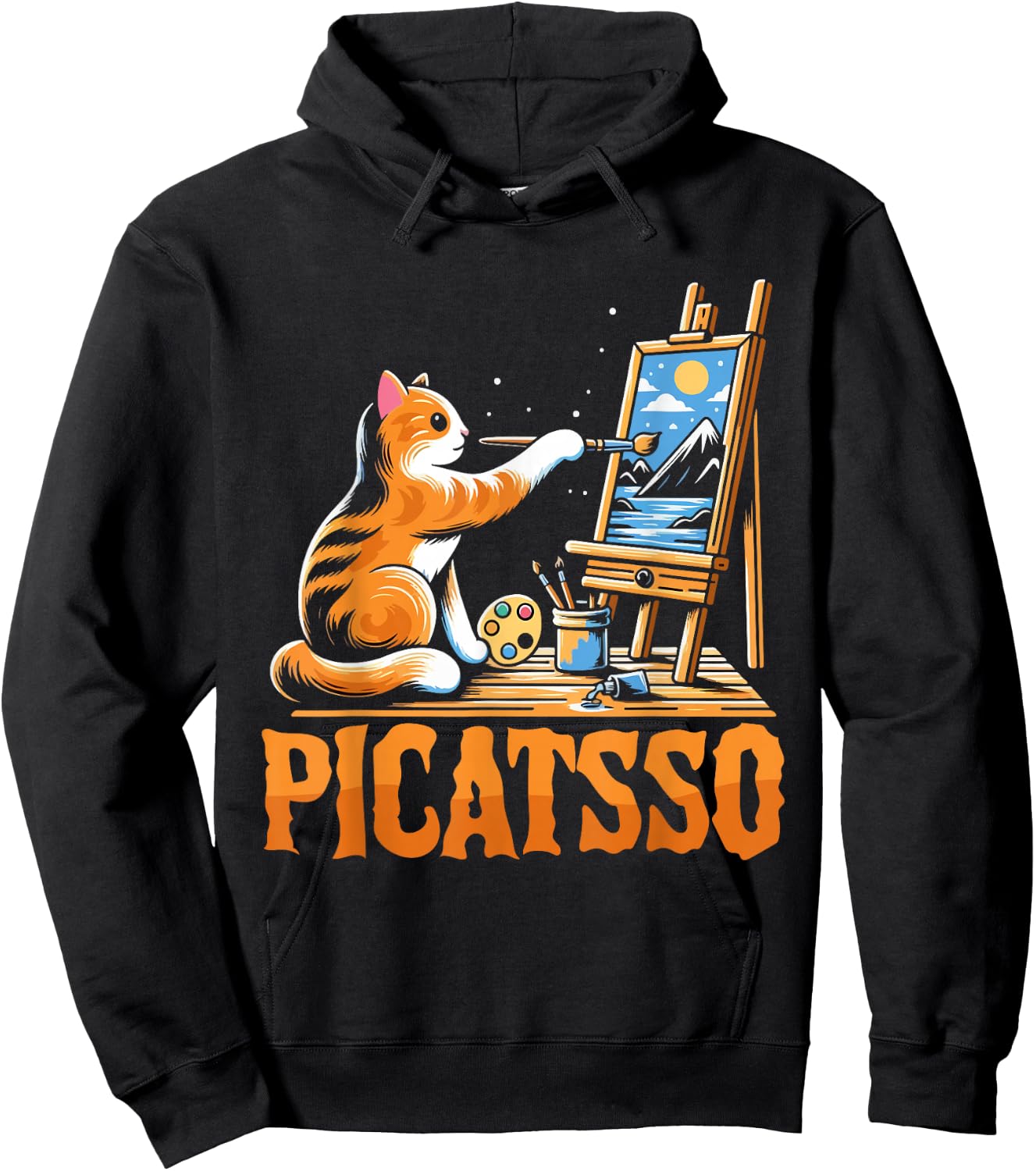 Funny Art Teacher Appreciation Gift - Picatsso - Cat Lover Hoodie - Hoodie | Black