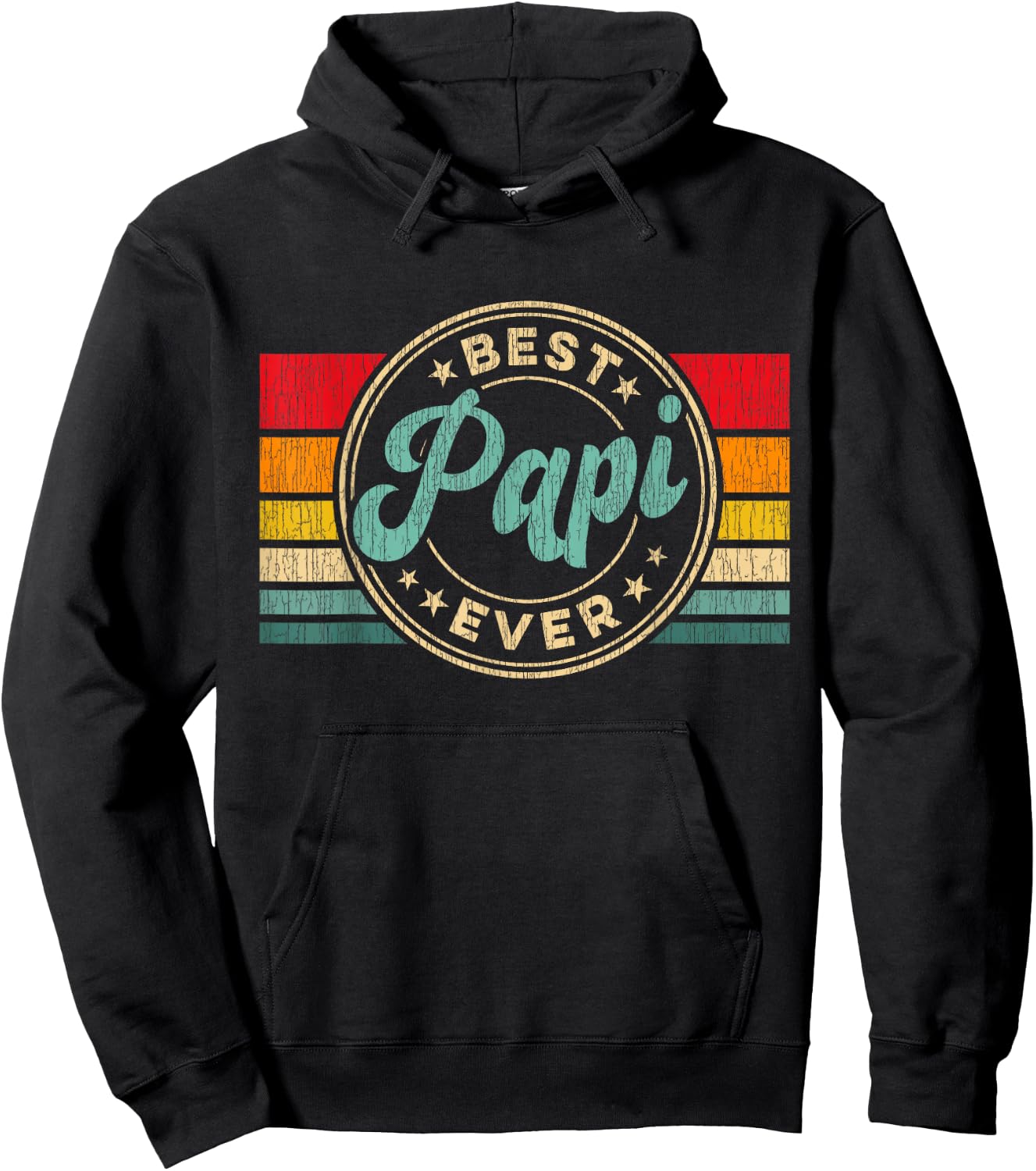 Best Papi Ever Vintage Retro Father's Day Gift Hoodie - Hoodie | Black