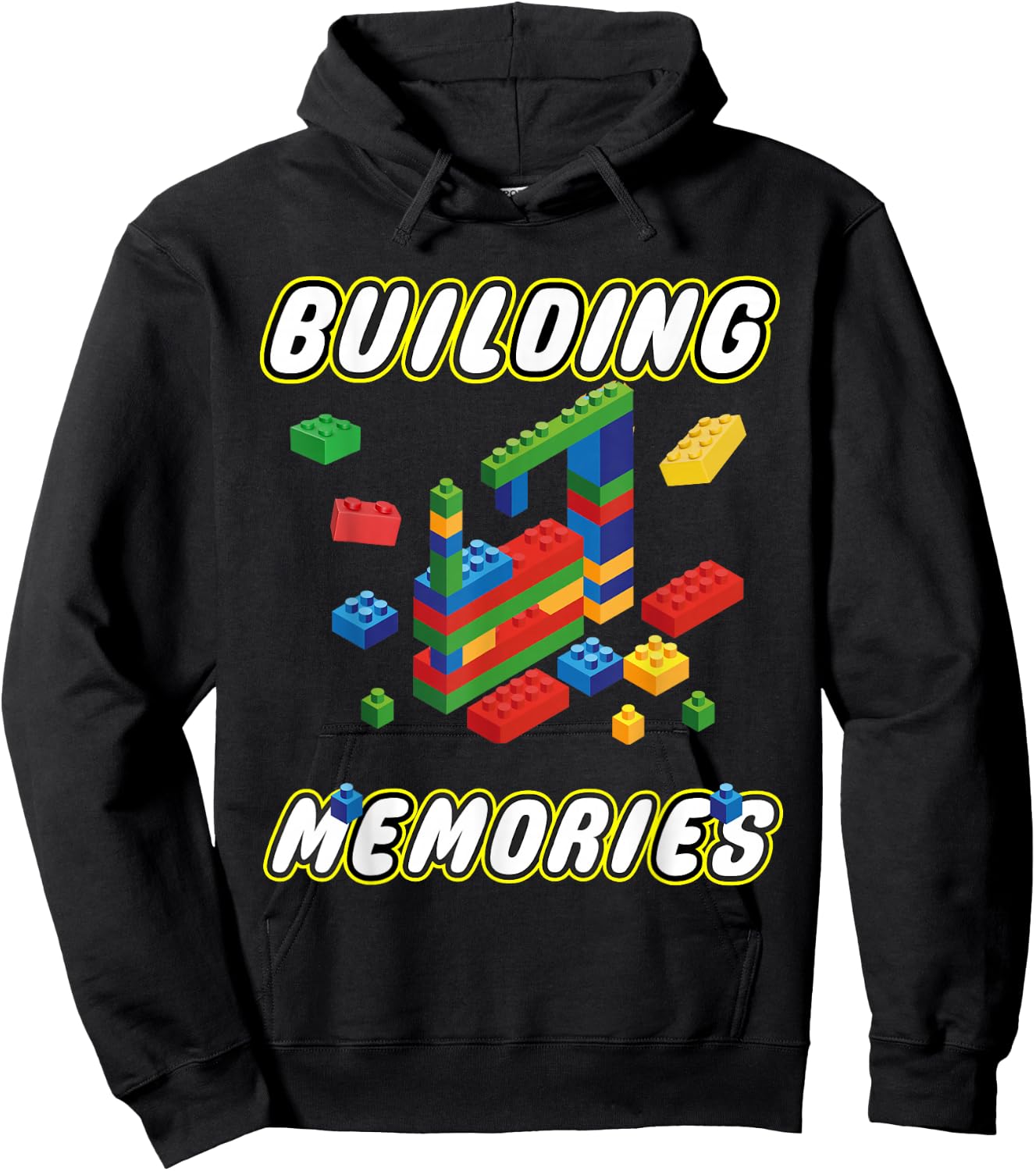 Building Memories Building Bricks Construction Builder Hoodie - Hoodie | Black