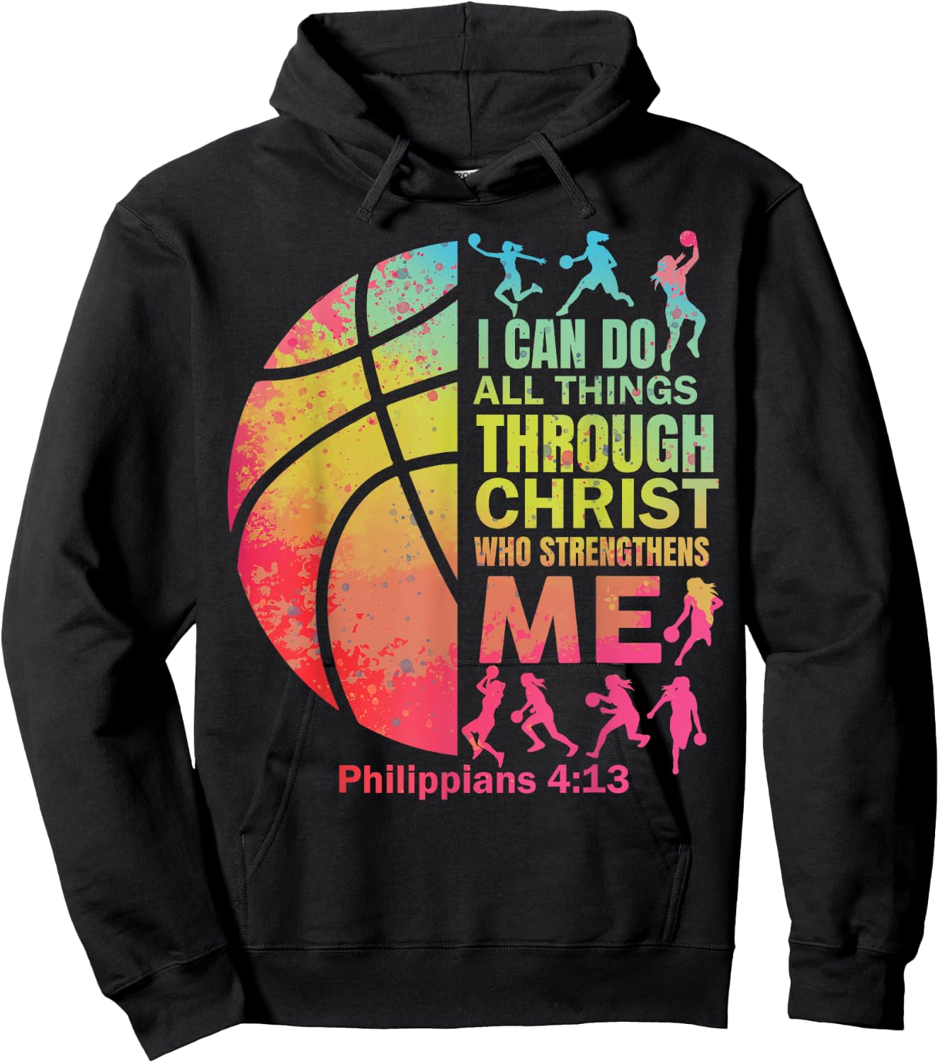Basketball t Shirt Women Girls Teen Christian Christ Tie Dye Hoodie - Hoodie | Black