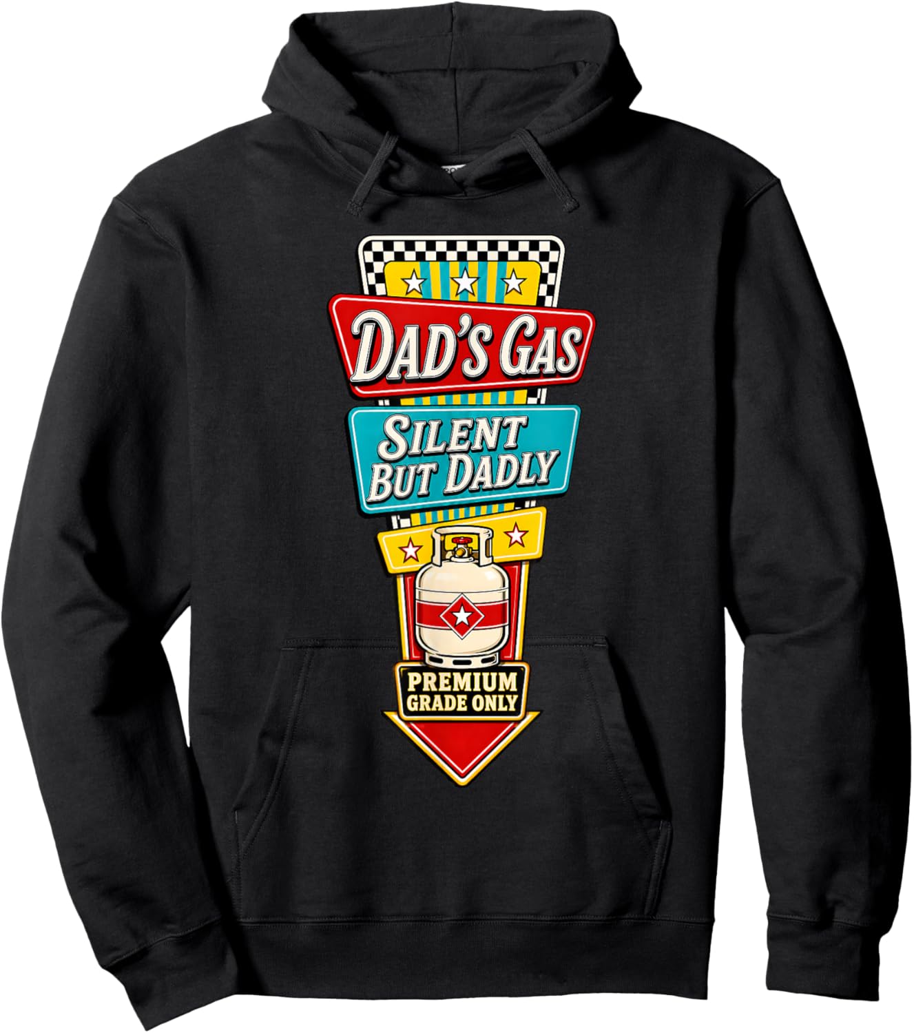 Dads Gas Silent But Dadly Propane Tank Fathers Day Vintage Hoodie - Hoodie | Black