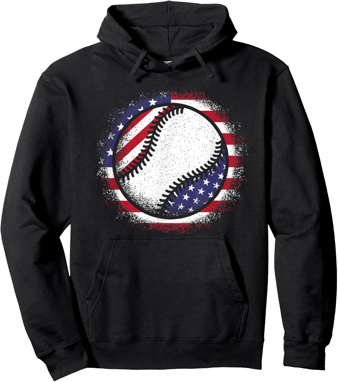 Baseball American Flag Vintage Baseball Lover Men Women Kids Hoodie - Hoodie | Black