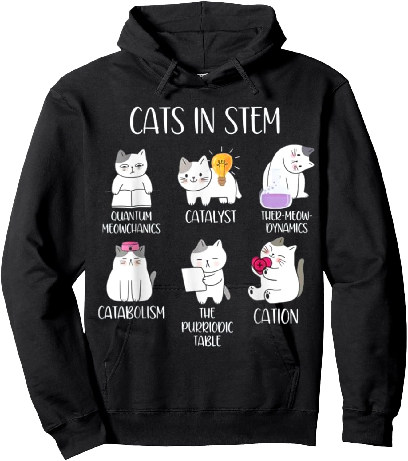 Funny Science Meme Cats In Stem Scientist Nerd Cat Lover Hoodie - Hoodie | Black