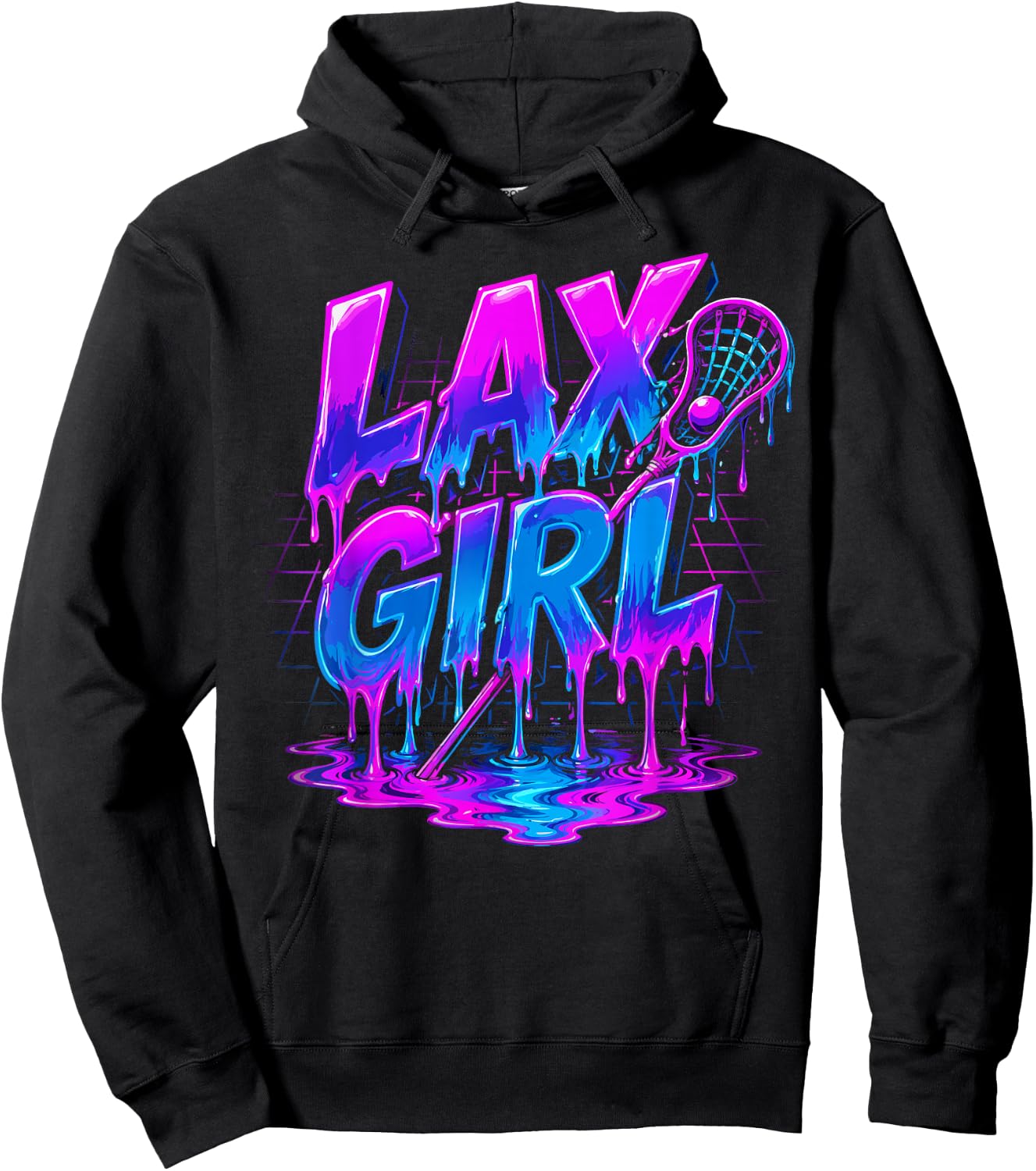 Lax Girl Lacrosse Ice Cream Funny Drip Hoodie - Hoodie | Black