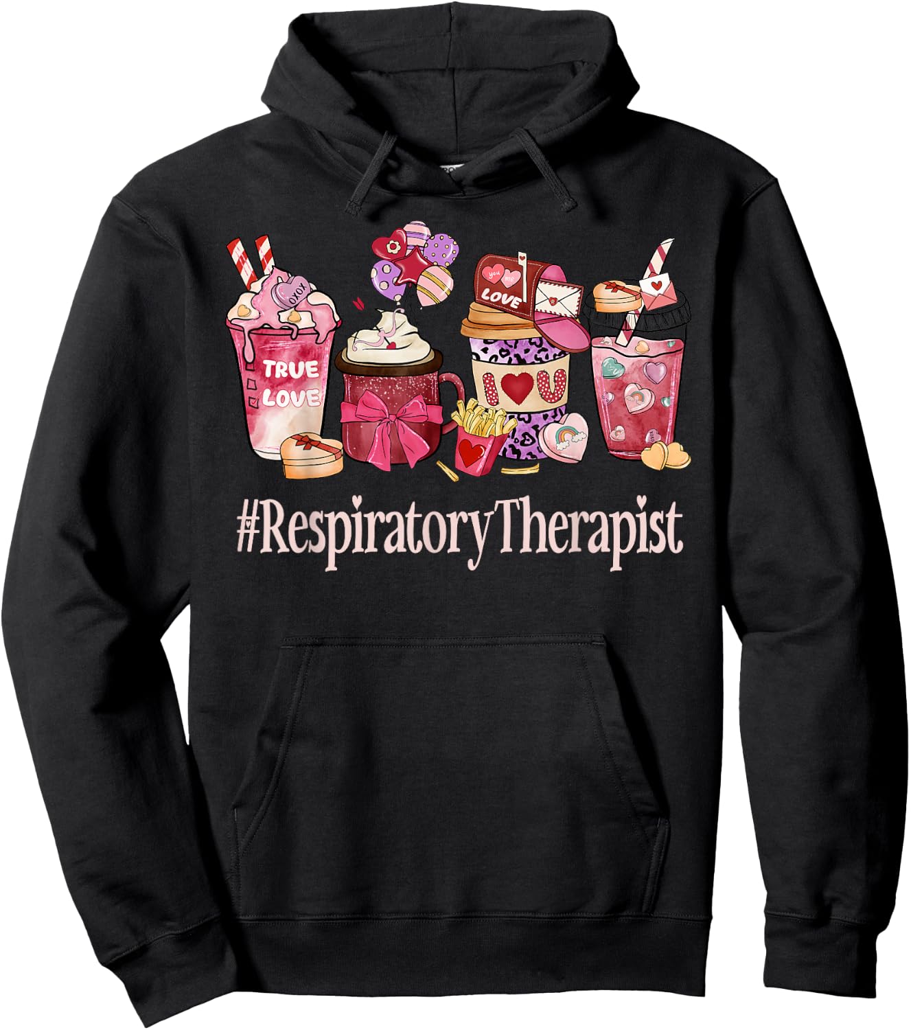 Respiratory Therapist Coffee Lovers Funny Valentine's Day Hoodie - Hoodie | Black