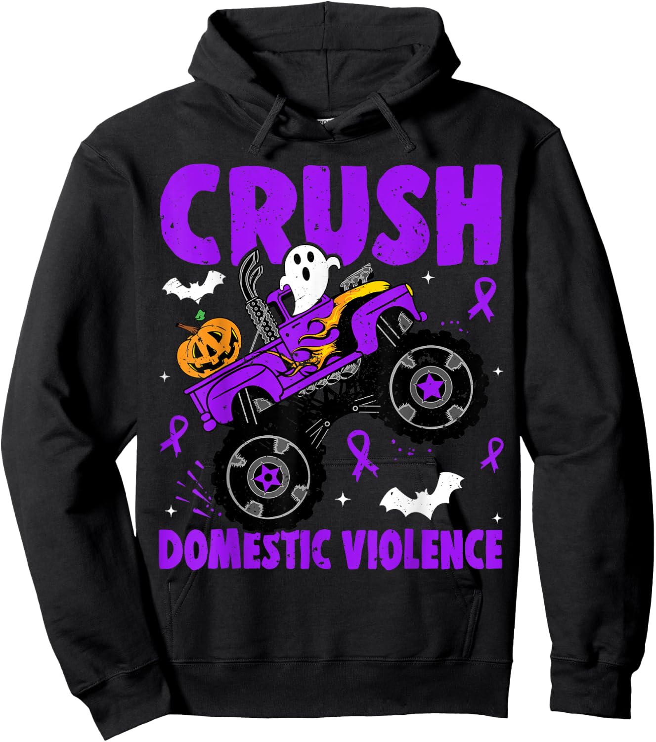 Crush Domestic Violence Awareness Halloween Monster Truck Hoodie - Hoodie | Black