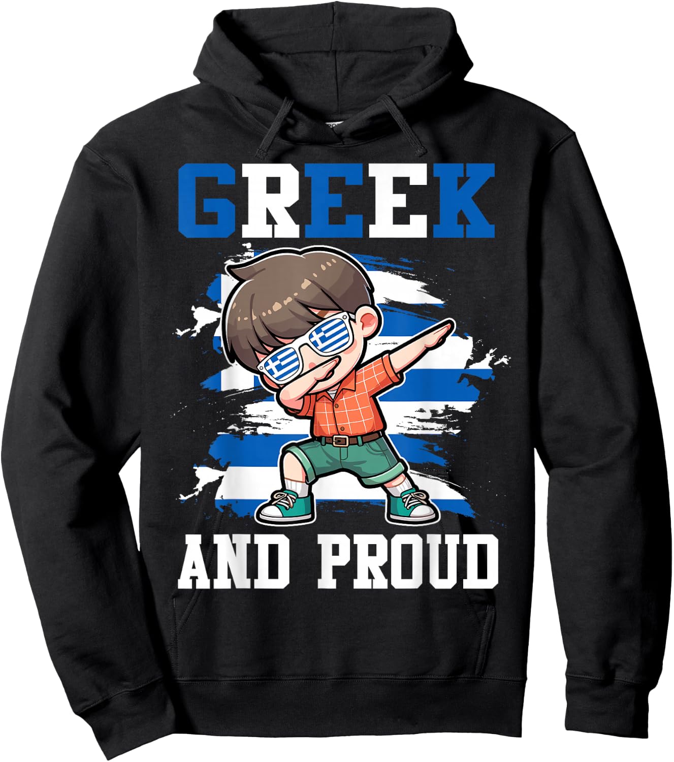Greek And Proud Greek Boy Greece Flag Hoodie - Hoodie | Black