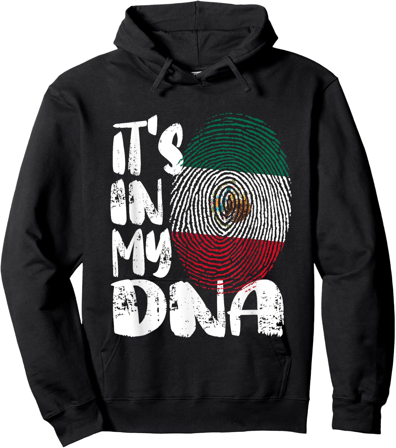 Mexico Flag It's in My Dna Mexican Fingerprint Flag Hoodie - Hoodie | Black