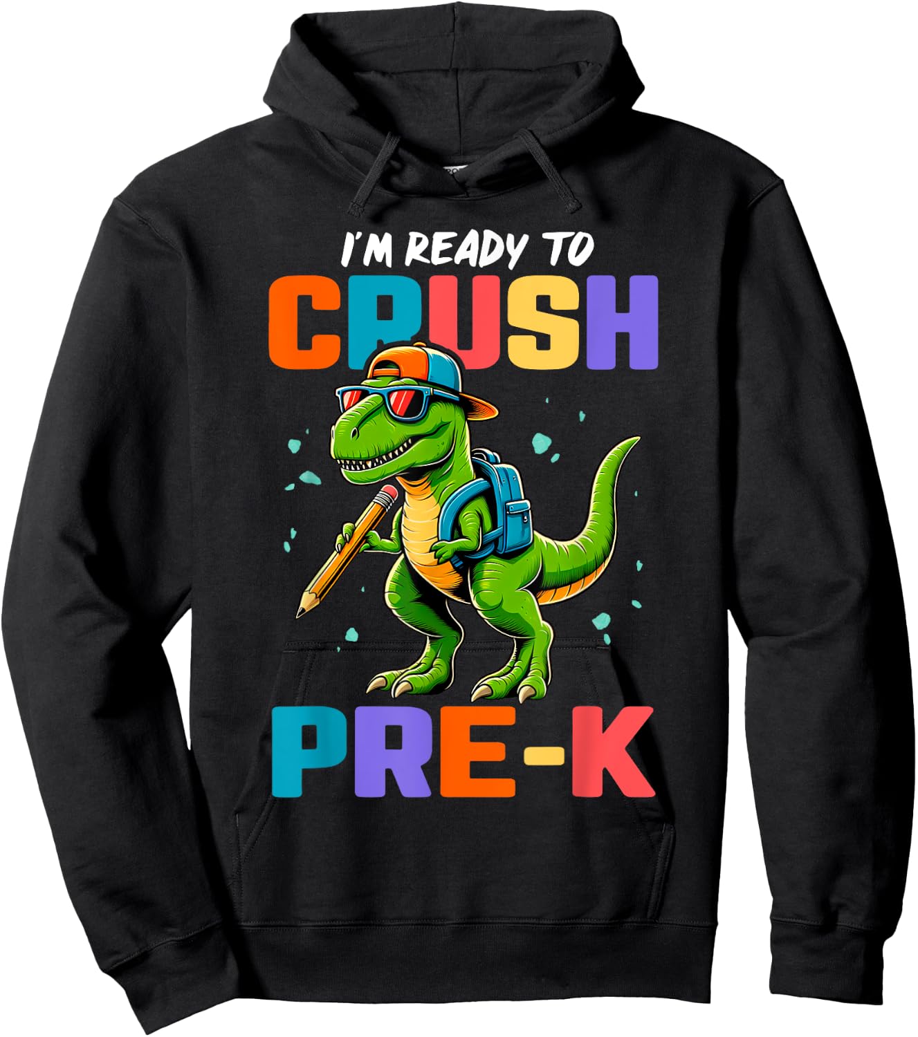 First Day Of Pre-K Shirt Boys Kids Dinosaur Back To School Hoodie - Hoodie | Black