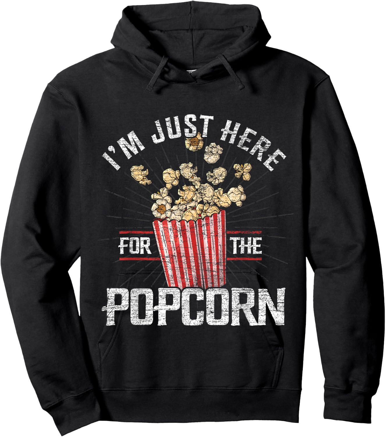 Im Just Here For The Popcorn Hoodie - Hoodie | Black