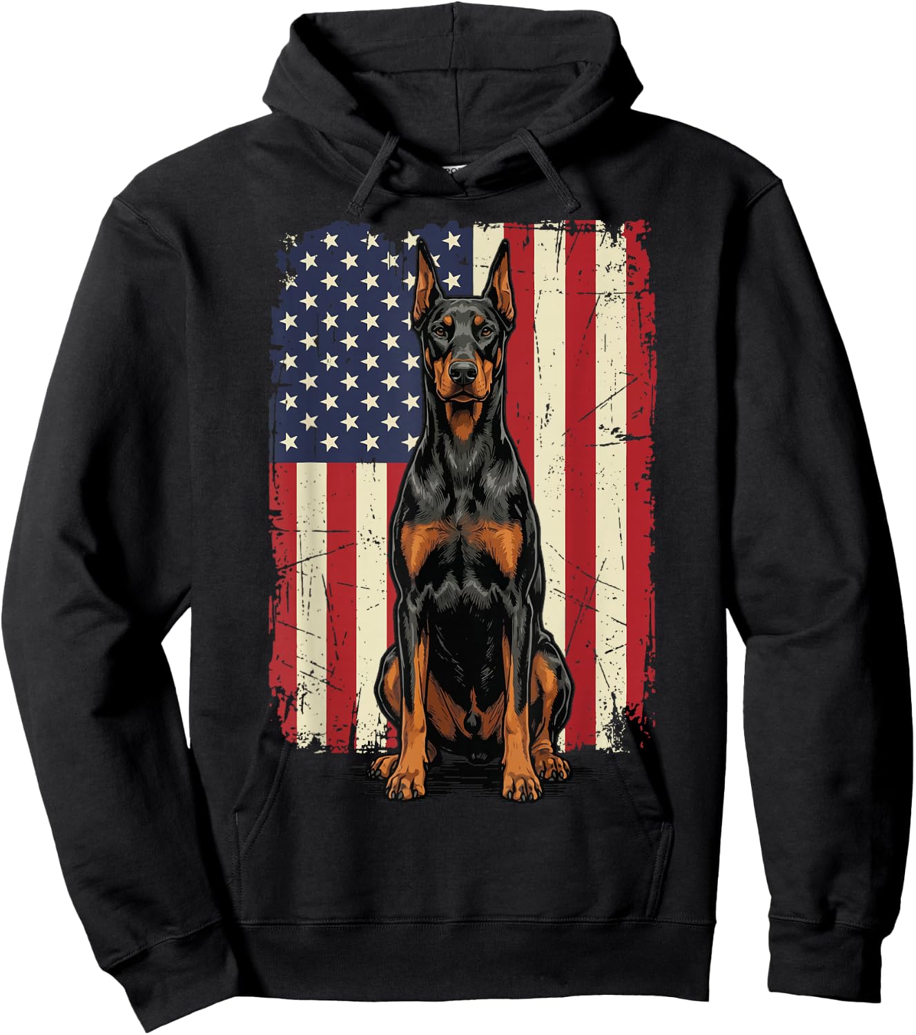Doberman USA Flag Hoodie - Hoodie | Black