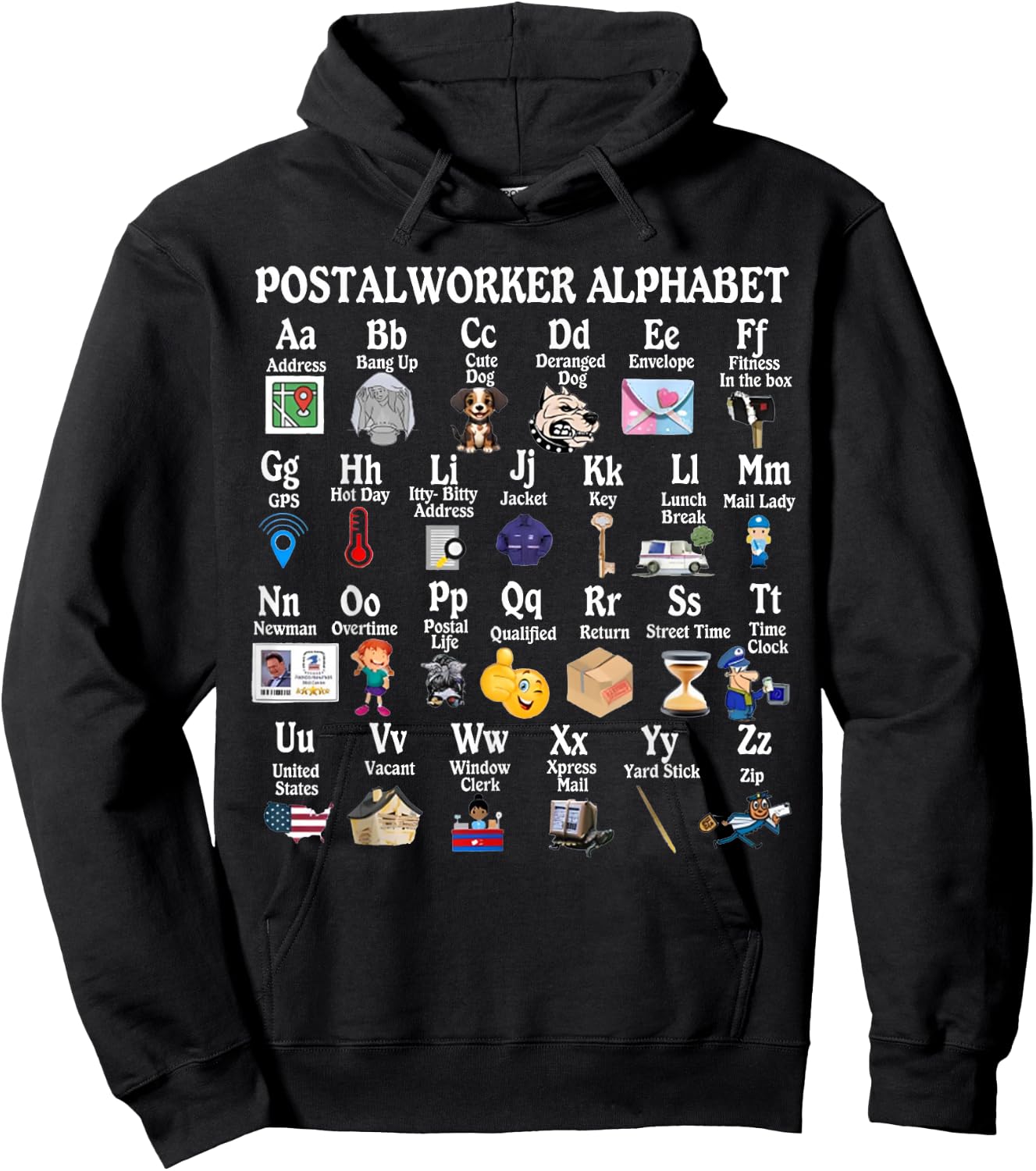 Mailed it Postal Worker Gifts Funny Alphabet Post Office Delivery Mailman Hoodie - Hoodie | Black