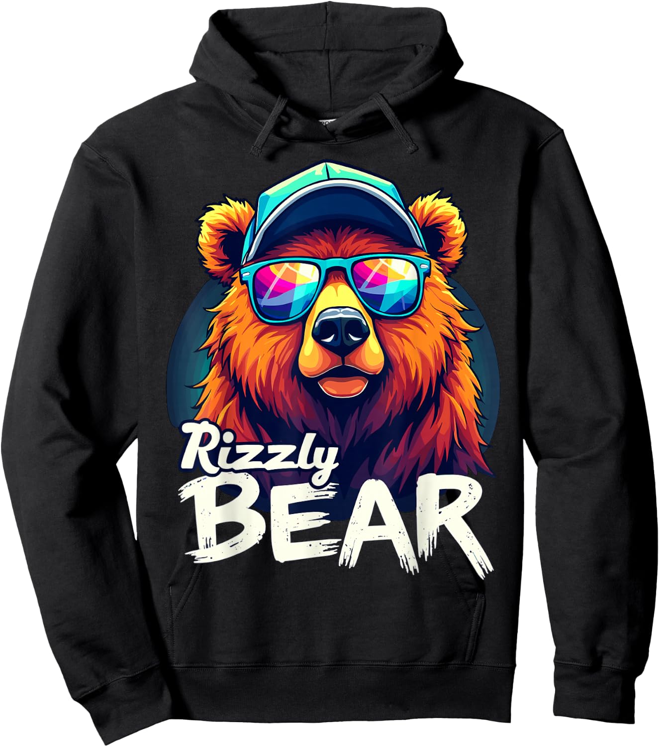 Rizzly Bear Grizzly Bear with Sunglasses Hoodie - Hoodie | Black