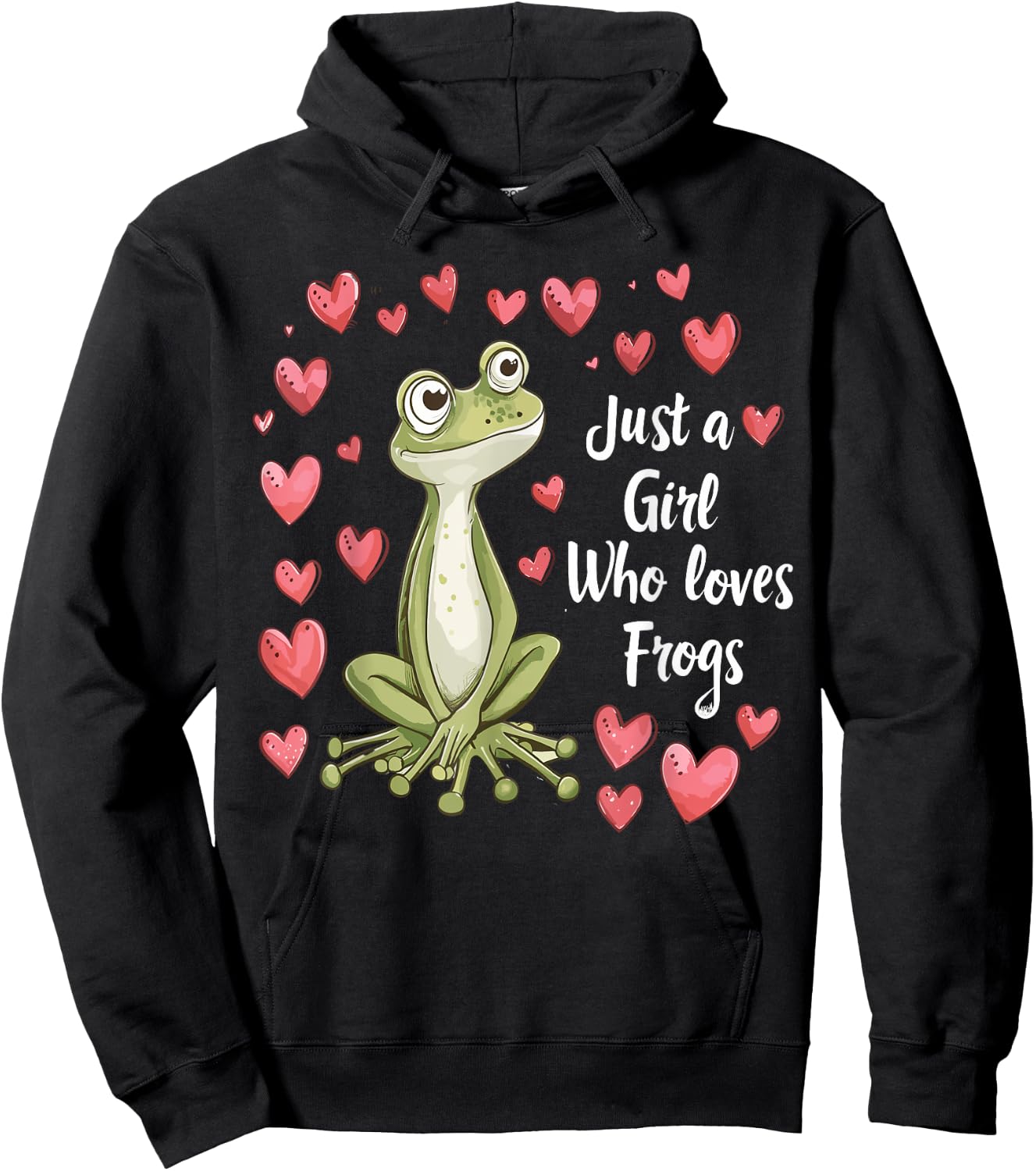 Cute Frog Lovers Gift Girls Just A Girl Who Loves Frogs Hoodie - Hoodie | Black