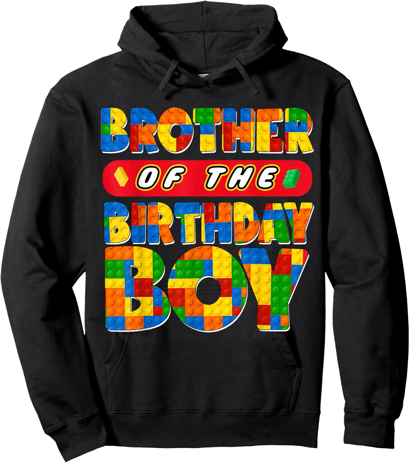 Brother Birthday Boy Building Bricks Family Party Decor Hoodie - Hoodie | Black