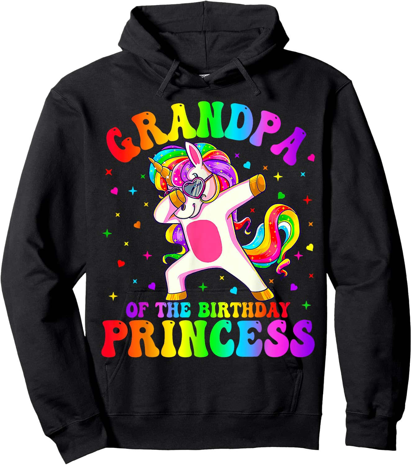 Grandpa of the Birthday Princess Girl Dabbing Unicorn Funny Hoodie - Hoodie | Black