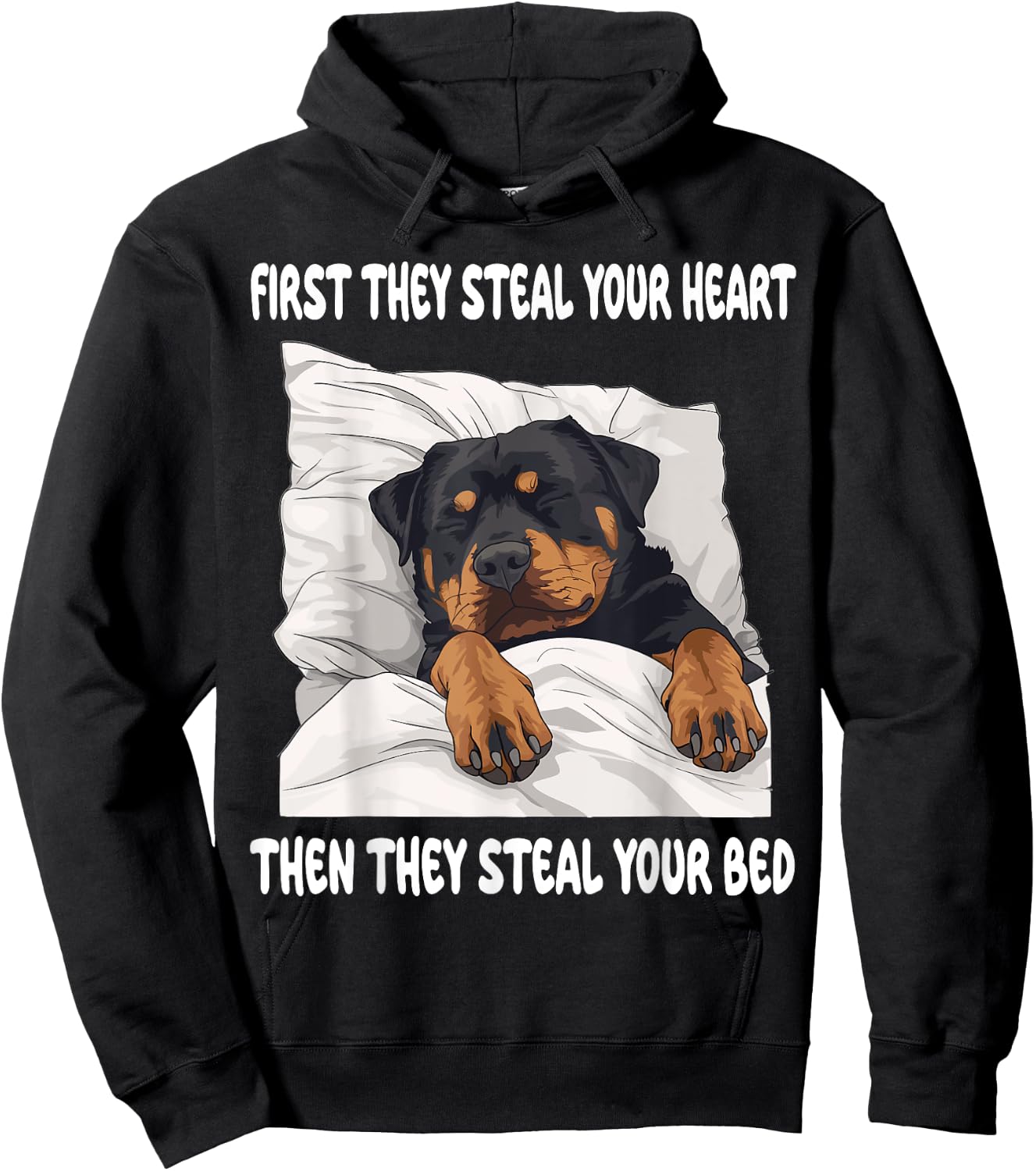 Rottweiler Sleeping Pajamas Nightgown Hoodie - Hoodie | Black
