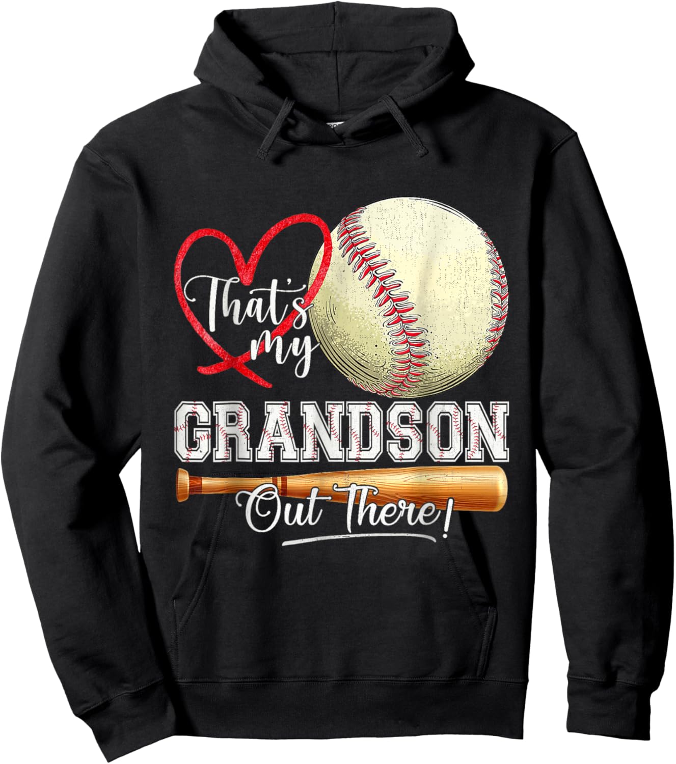 That's My Grandson Out There Baseball Grandma Mother's Day Hoodie - Hoodie | Black