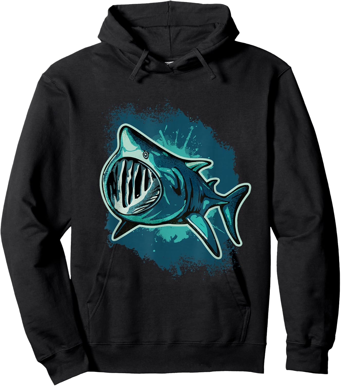 Ferocious Shark Art - Ocean Predator Basking Shark Hoodie - Hoodie | Black