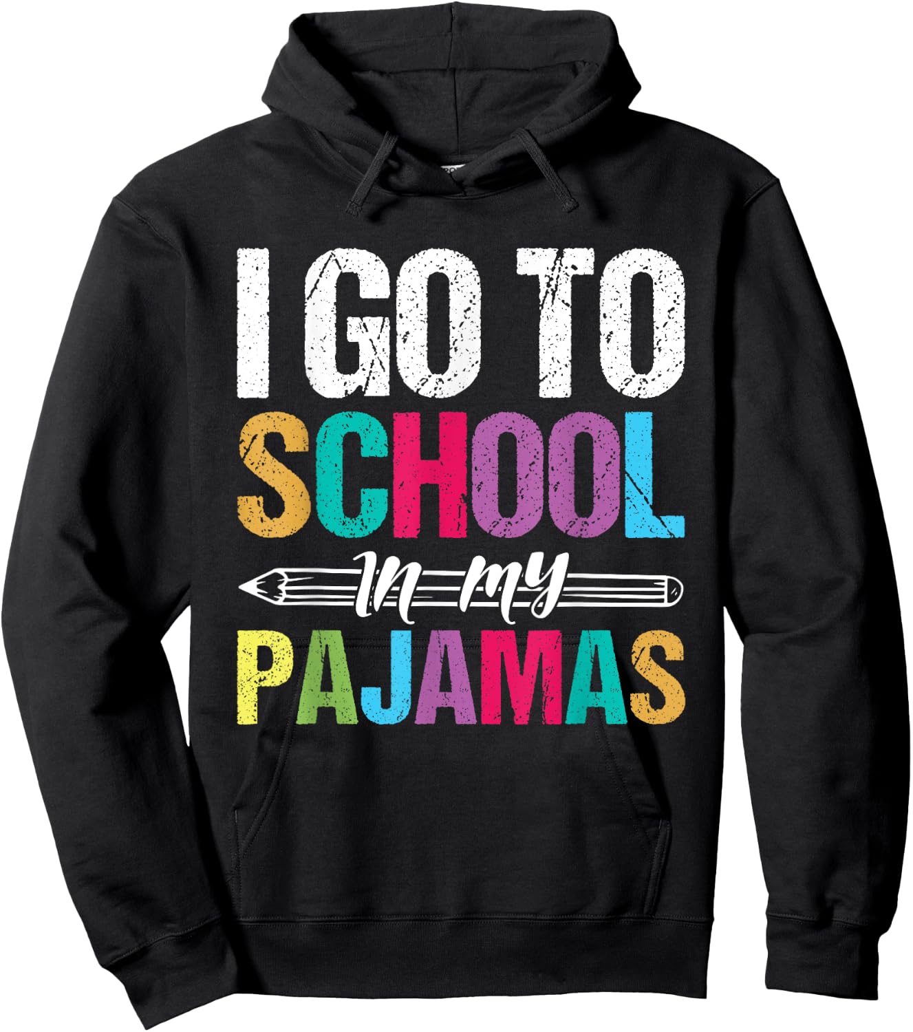 I Go To School In My Pajamas Online Teacher Home Schooling Women Girls Kids Hoodie - Hoodie | Black