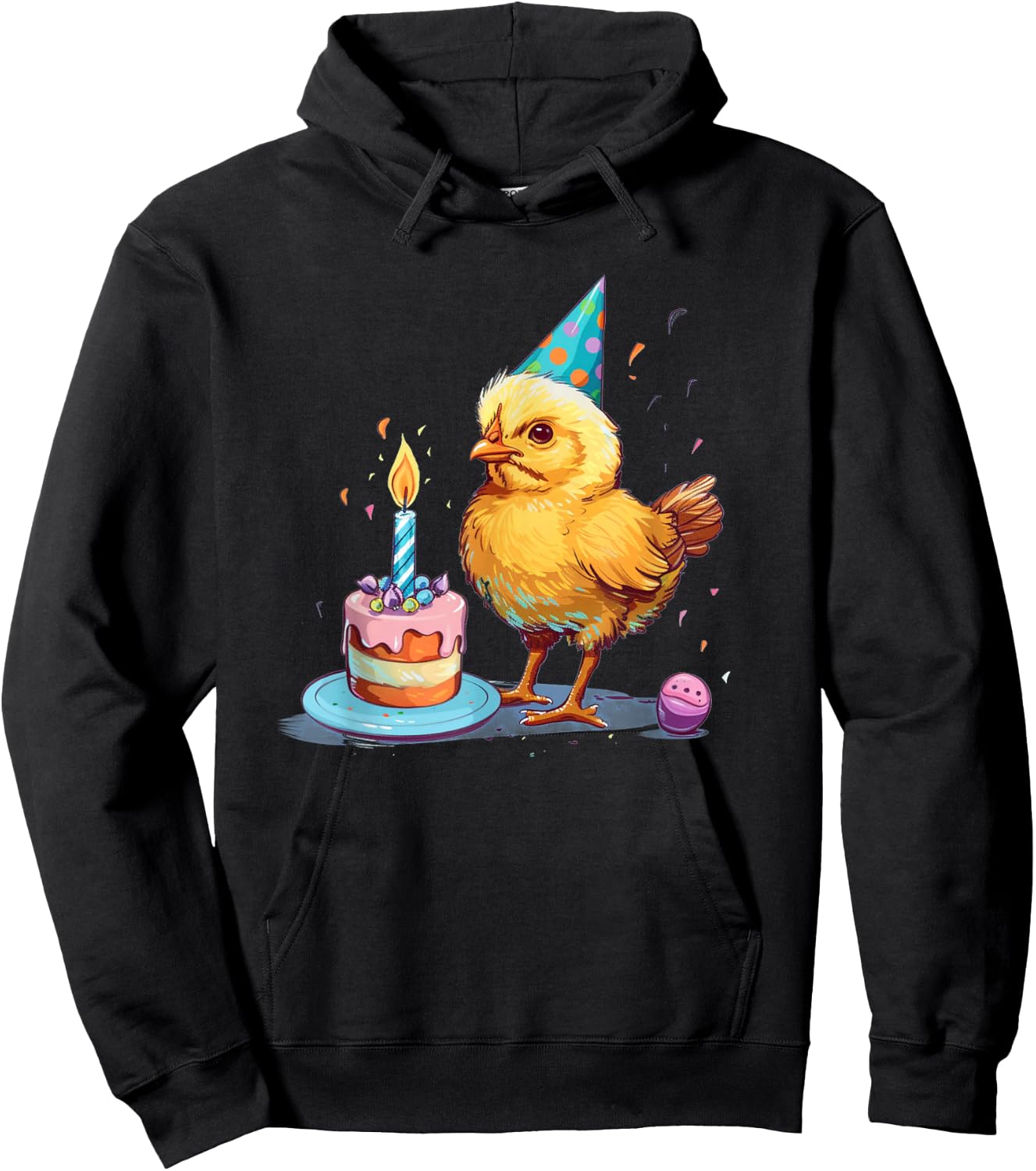 Birthday Kid Chick Costume for Cake, Party Hat and Poultry Hoodie - Hoodie | Black
