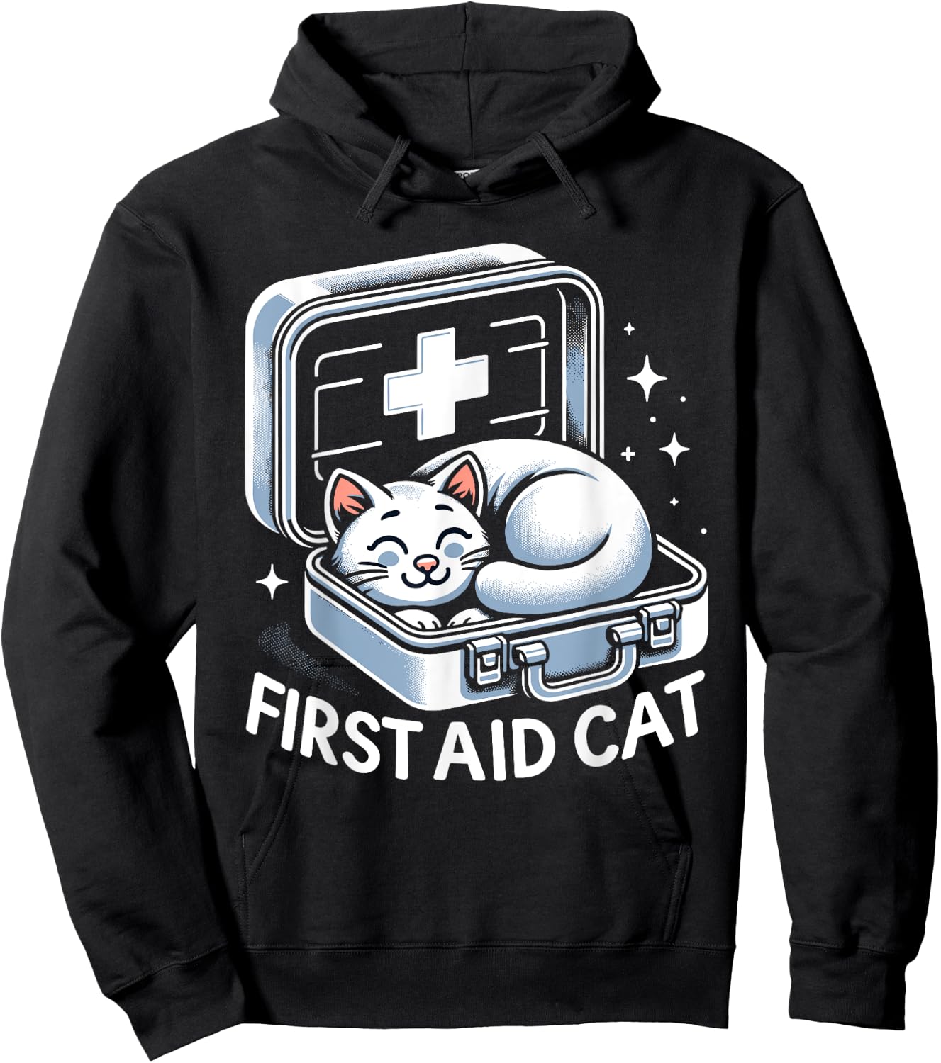 First Aid Cat Pun Nurse Doctor Healthcare Novelty Funny Cat Women Kids Hoodie - Hoodie | Black