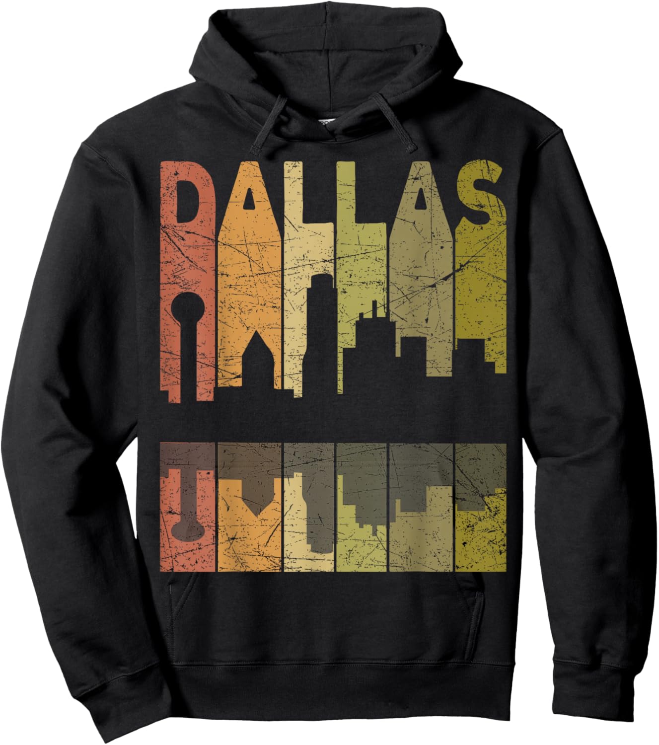 Dallas Vintage Dallas Texas Retro Dallas Skyline Hoodie - Hoodie | Black